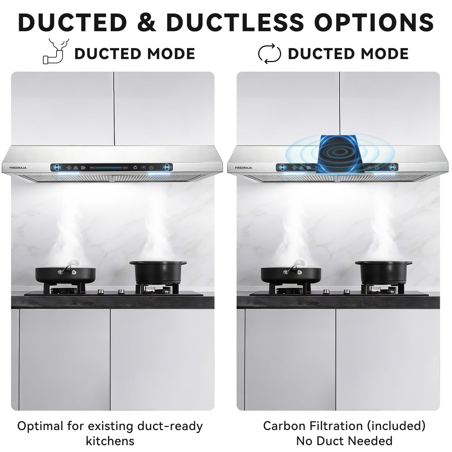 36 Inch Under Cabinet Range Hood, 700 CFM Kitchen Vent Hood with Touch & Gesture Control, 3-Speed Quiet Operation, Stainless Steel with LED Lights, Ducted/Ductless