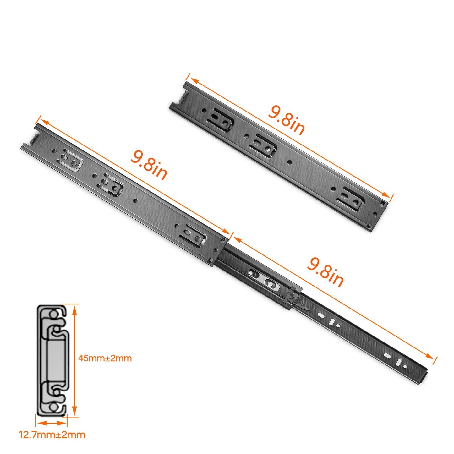 3 Pairs Drawer Slides 10 Inch, Heavy Duty Full Extension Ball Bearing, Side Mount Drawer Rails, 10" Drawer Side Mount Slides for Dresser, Cabinet, Kitchen - 100LB Capacity
