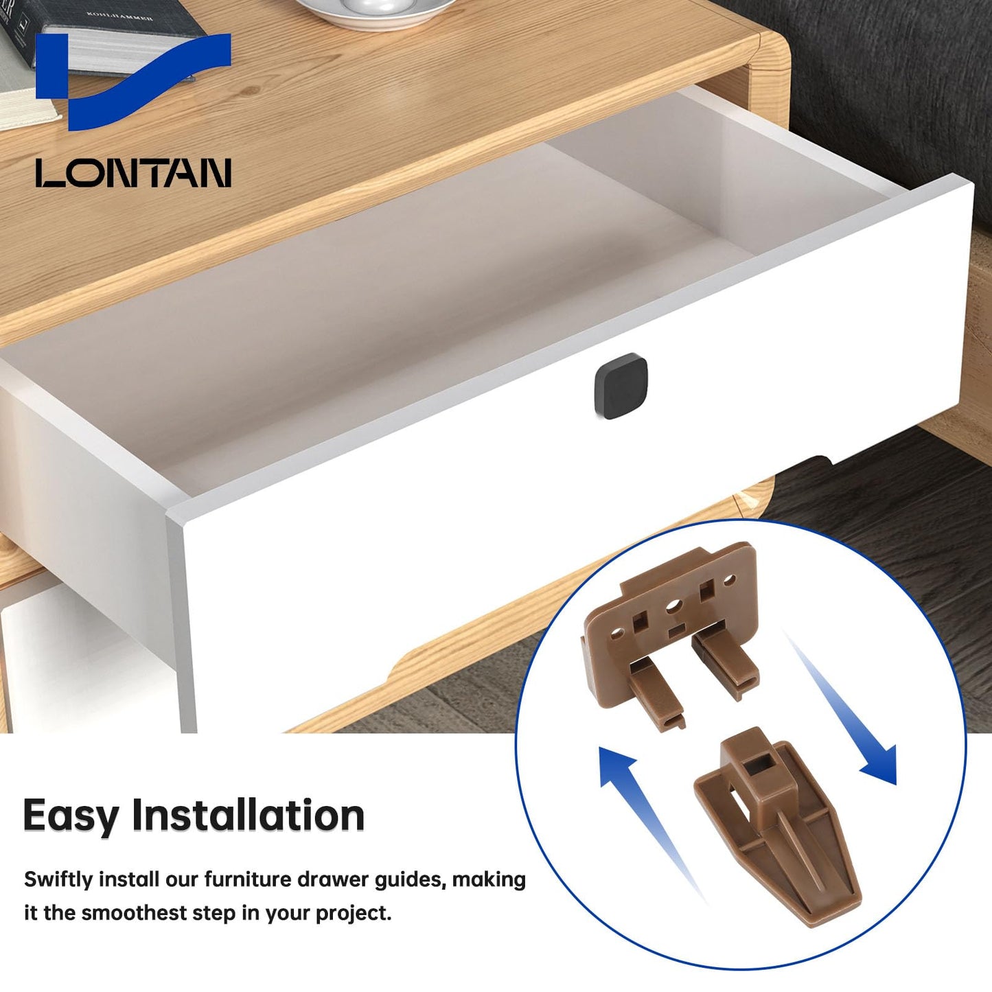 LONTAN 10 Pack Plastic Drawer Slides and Guides for Commercial Kenlin Rite-Trak I Replacement Dresser Glides Tracks for Center Mount Rails