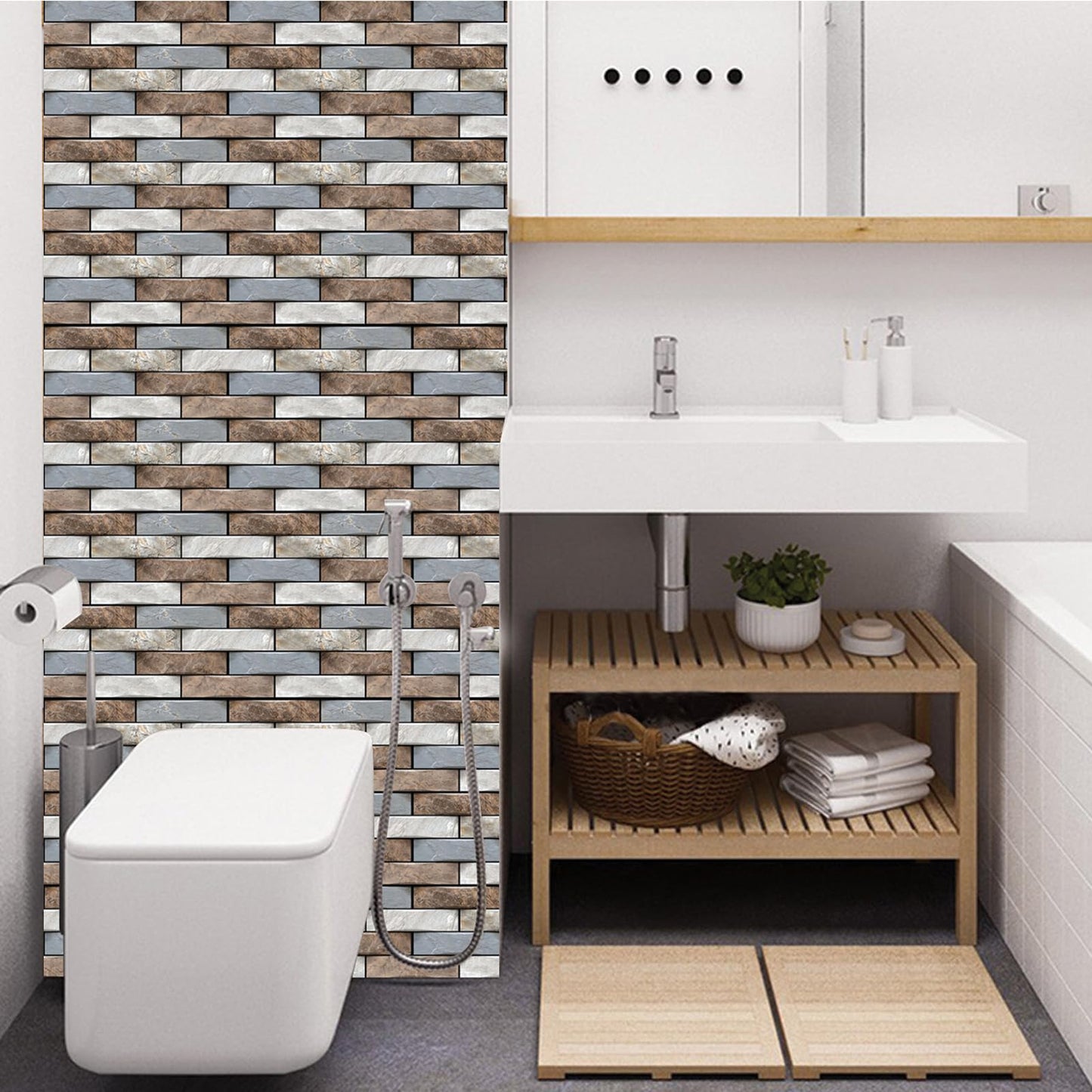 szgwtk 3D Wall Panels Peel and Stick,Faux Brick Wall Panel,10PCS 30x30cm Foam PVC Self Adhesive Wallpaper Application Such as Games Rooms, Offices, Hotels, Living Rooms, bedrooms and Kitchens.