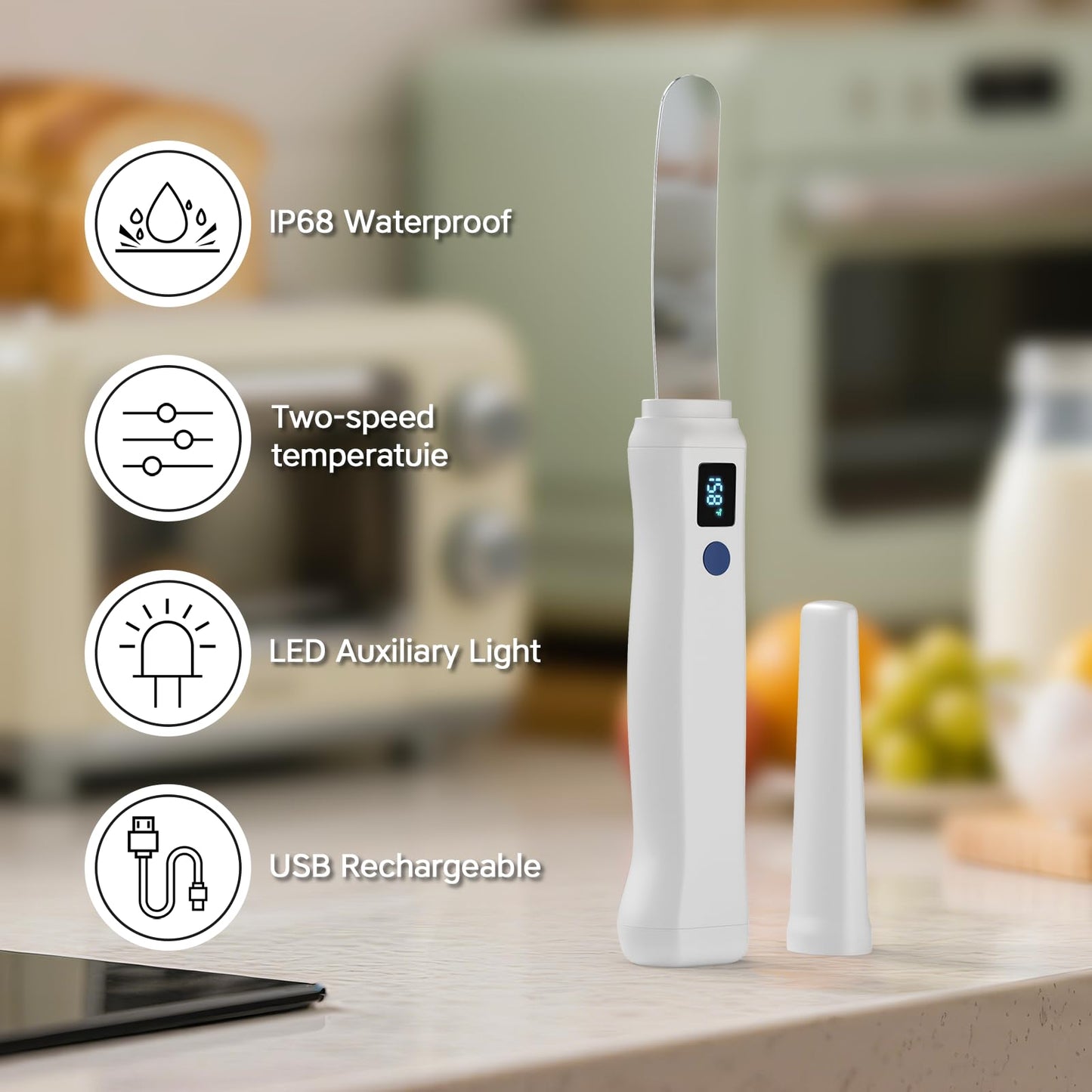 Awvlvwa Heated Butter Knife Spreader-Rechargeable Butter Melter, Cordless Butter Spreader Knife,Heats up in Seconds,Quickly Melt Cold Butter, Jam,Coconut Oil