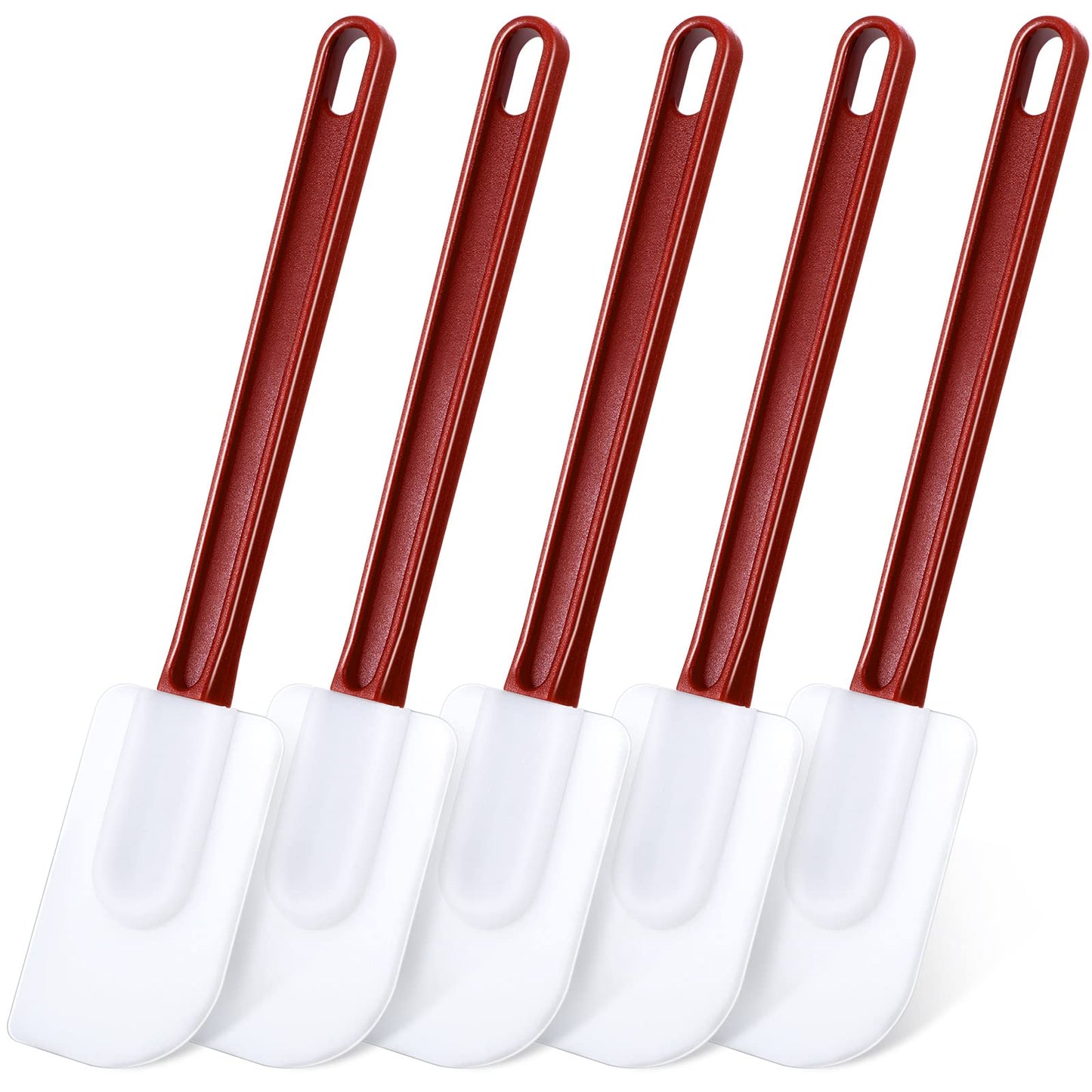 Meekoo 5 Pcs 10 Inch Rubber Spatula, 500℉ High Heat Resistant Spatulas Commercial Food Bpa Free Grade Non Stick Silicone Spatula for Baking Kitchen Cooking Dishwasher Safe