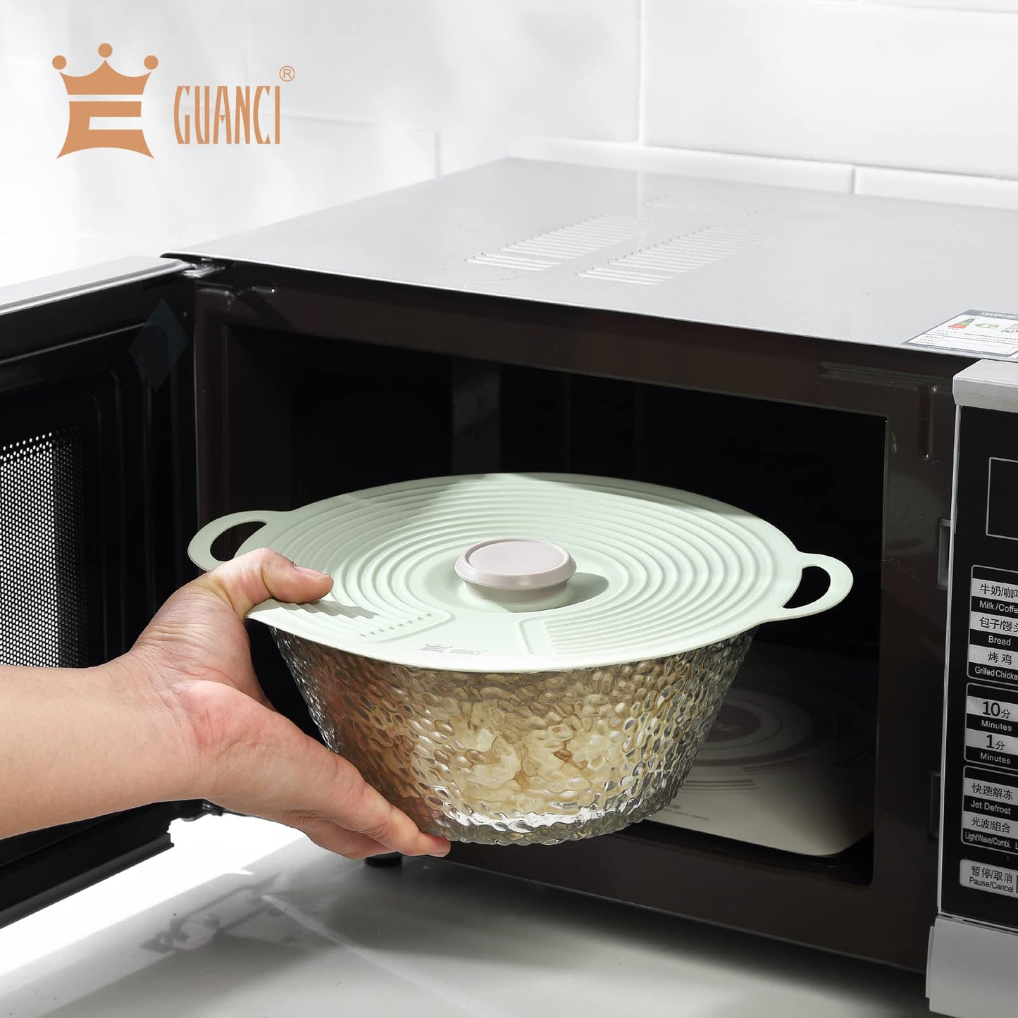 GUANCI Silicone Lids for Bowl 8 Pack, Microwave Splatter Cover with 6 Sizes Reusable Heat Resistant Lids Fits Cups, Bowls, Plates, Pots, Pans, Skillets, Stove Top, Oven, Fridge Dishwasher Safe