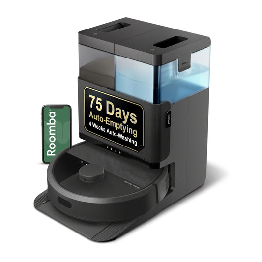 iRobot Roomba Plus 405 (G181) 2in1 Vacuum & Mop Robot with AutoWash Dock - Dual Spinning, Smart & Fast Mapping, Ideal for Pet Hair, Self-Empties 75 Days, Intense Suction, Pad Washing & Drying