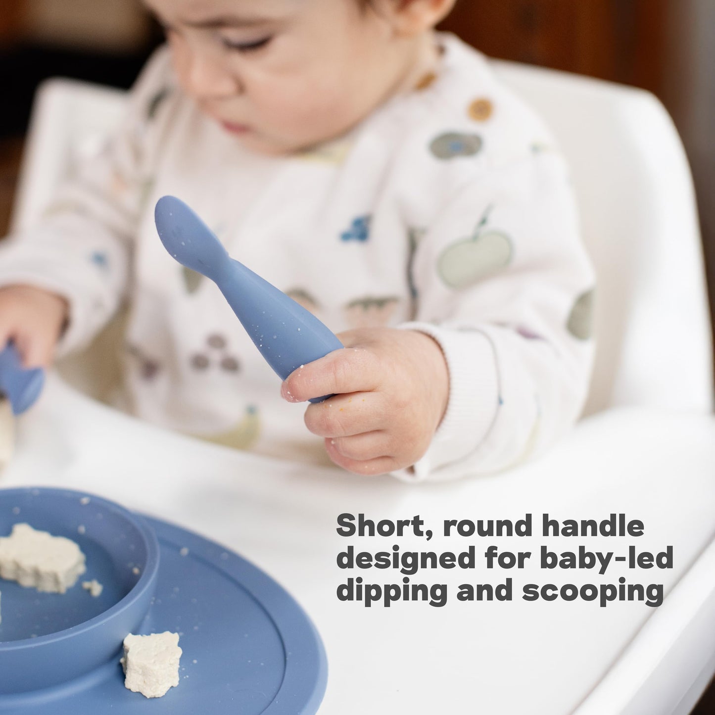 ezpz Baby Feeding Bundle – Tiny Spoon (2-Pack, Sage) + Gumline Feeder (Sage) – 100% Silicone Baby-Led Weaning Set for 4–6+ Months – Infant Feeding Essentials