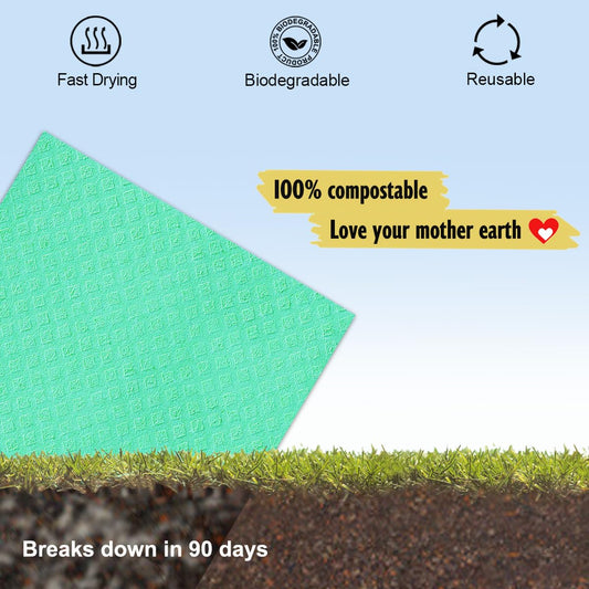 MoLKENE Swedish Dish Cloths - 10 Pack Reusable Kitchen Dishcloths - Ultra Absorbent Dish Towels for Washing Dishes - Cellulose Sponge Cloth Cleaning Rag - Assorted