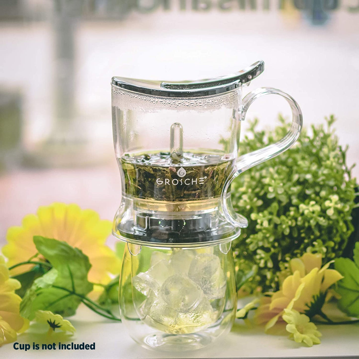GROSCHE Aberdeen Tea Infuser Teapot & Smart Tea Maker - BPA-Free, Drip-Free Design | Coaster | Easy Brew | Easy Clean Steeper | Loose Leaf Brewing - Stylish Design | 17.7 oz - 525 ml - Black