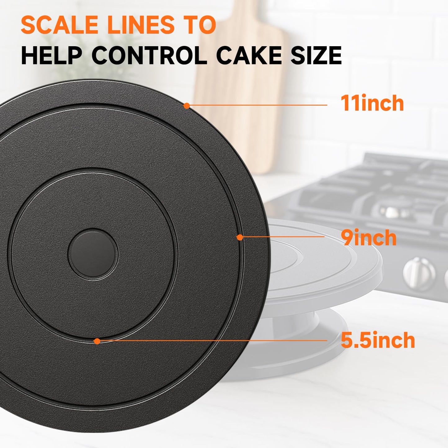 11 Inch Rotate Turntable, Revolving Cake Turntable, Cake Spinner Stand for Decorating, Display,Bakin (Black)