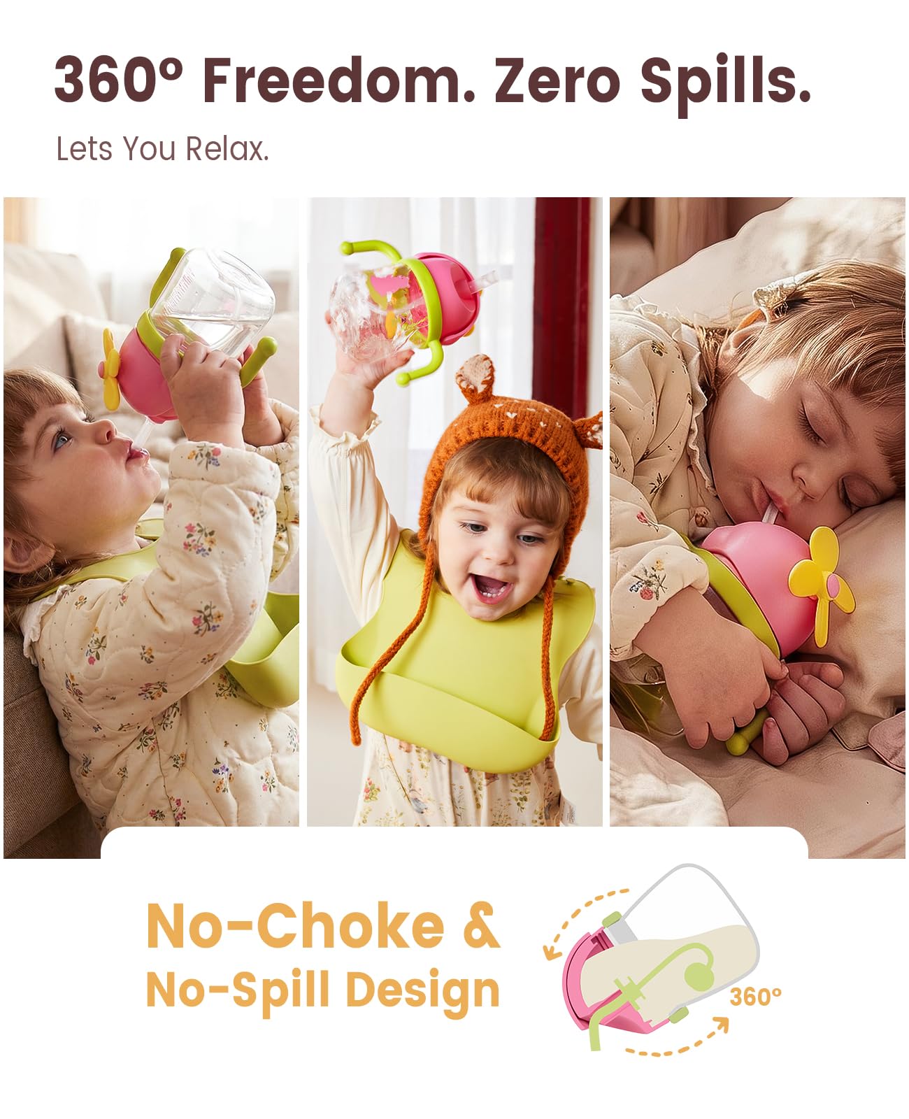EMOJOY Silicone Baby Feeding Set, Toddler Plates Set 8 PCS – Suction Plate, Spoons, Forks, Bibs and Sippy Cups, Baby Led Weaning Essential, BPA-Free Baby Dishes & Utensils, Dishwasher Safe