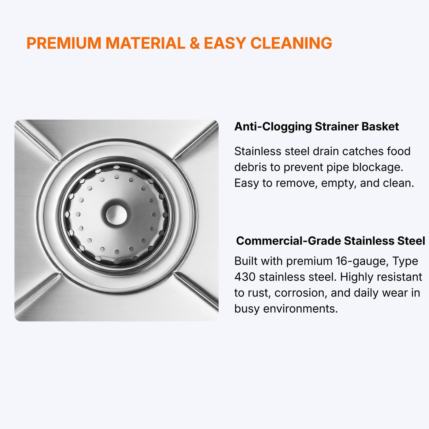 Commercial Stainless Steel Utility Sink with Backsplash, Single Compartment, 32" x 16" x 12" Deep Bowl, 16-Gauge - for Janitorial Area, Commercial Kitchen, Garage, Laundry Room