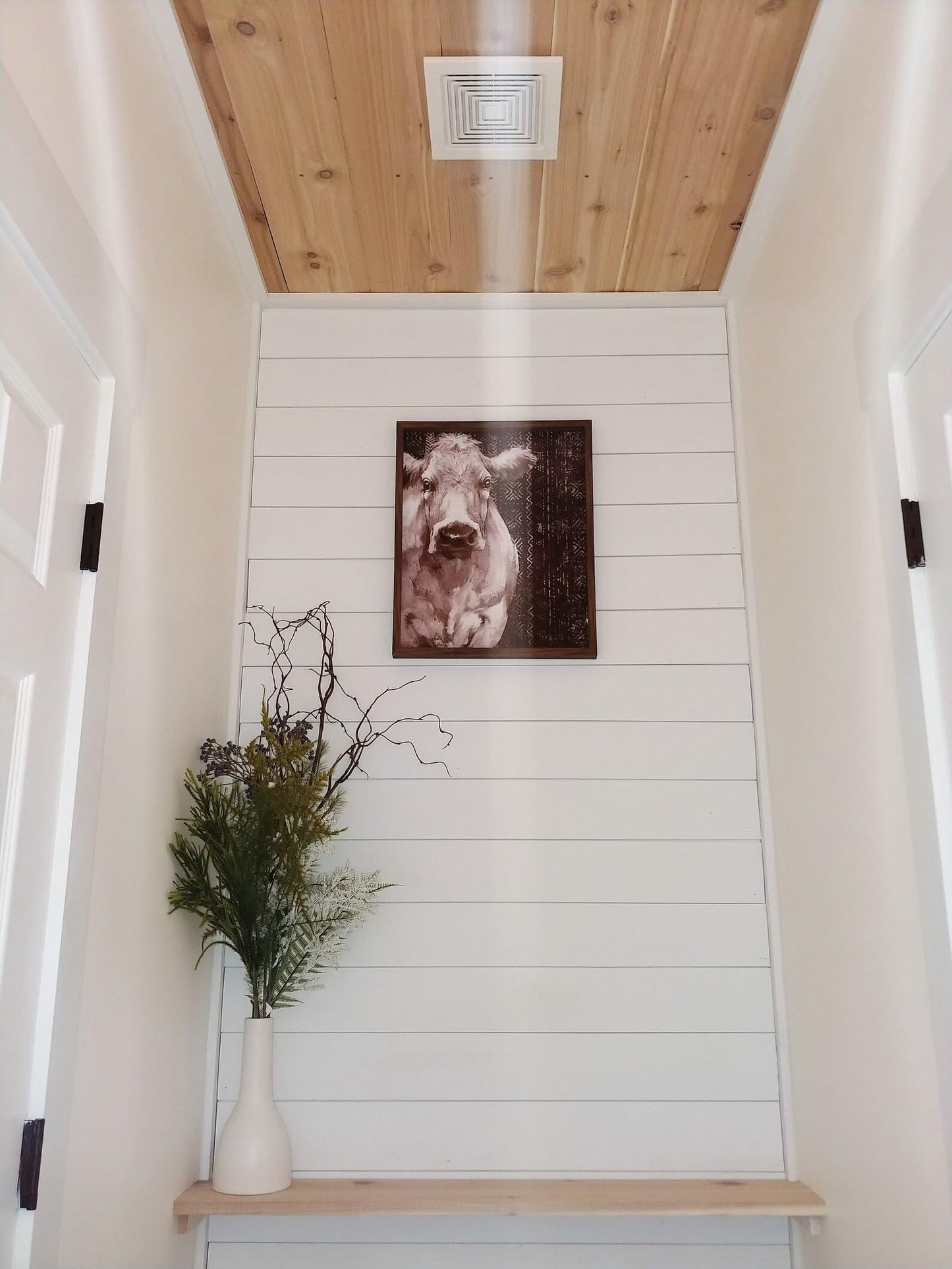 Luxdecor Real Wood Wall Planks - White Shiplap Boards 5" Peel and Stick - 10 Pieces, 12.5 Sq Ft