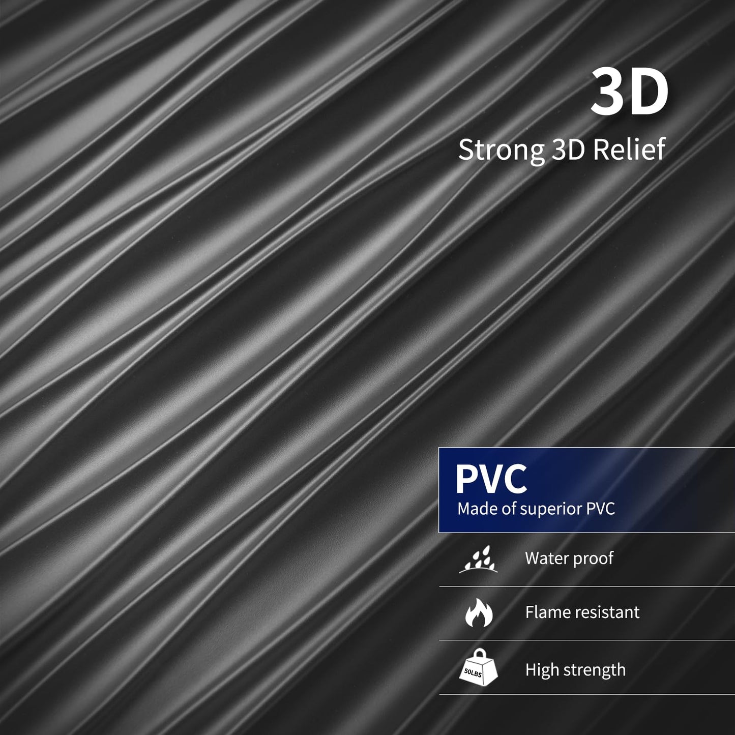 Art3dwallpanels Ceiling Tiles 24 x 24 for Interior Wall Décor, 24 Pack Drop Ceiling Tile 3D Wall Panel Fire Rated Waterproof Premium PVC, No Sag and Breakage Wall Panels Cover 96.Sq.Ft. Black