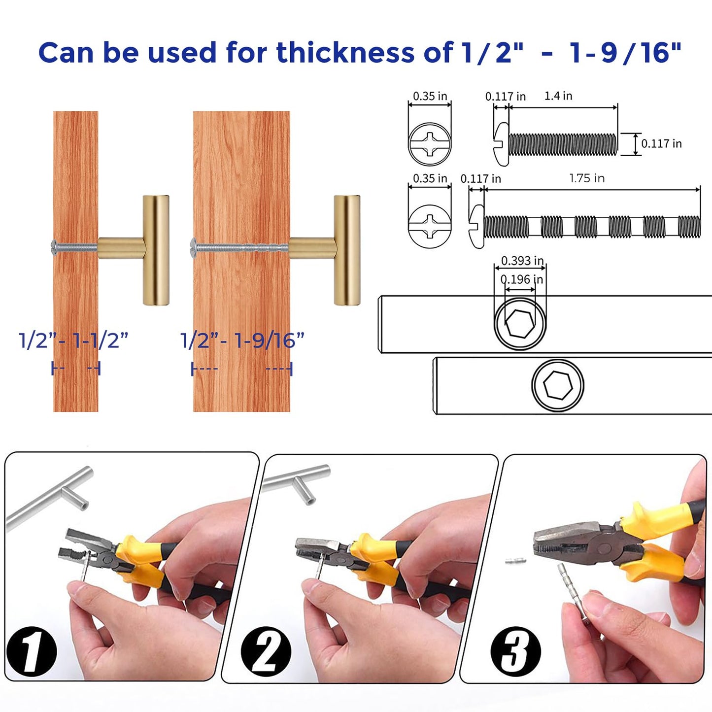 Ravinte 5 Pack Kitchen Cabinet Handles Champagne Bronze Single Hole Stainless Steel Pulls for Dresser Drawer Cupboard Handles with Screwdriver, 2 Inch Length