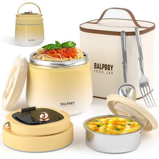 Thermo for Hot Food Adults 40OZ Soup Thermo Lunch Containers Wide Mouth Vacuum Insulated Food Jar Stainless Steel Leakproof Lunch Box with Spoon and Fork, Keeps Food Warm, Ideal Gift for Women