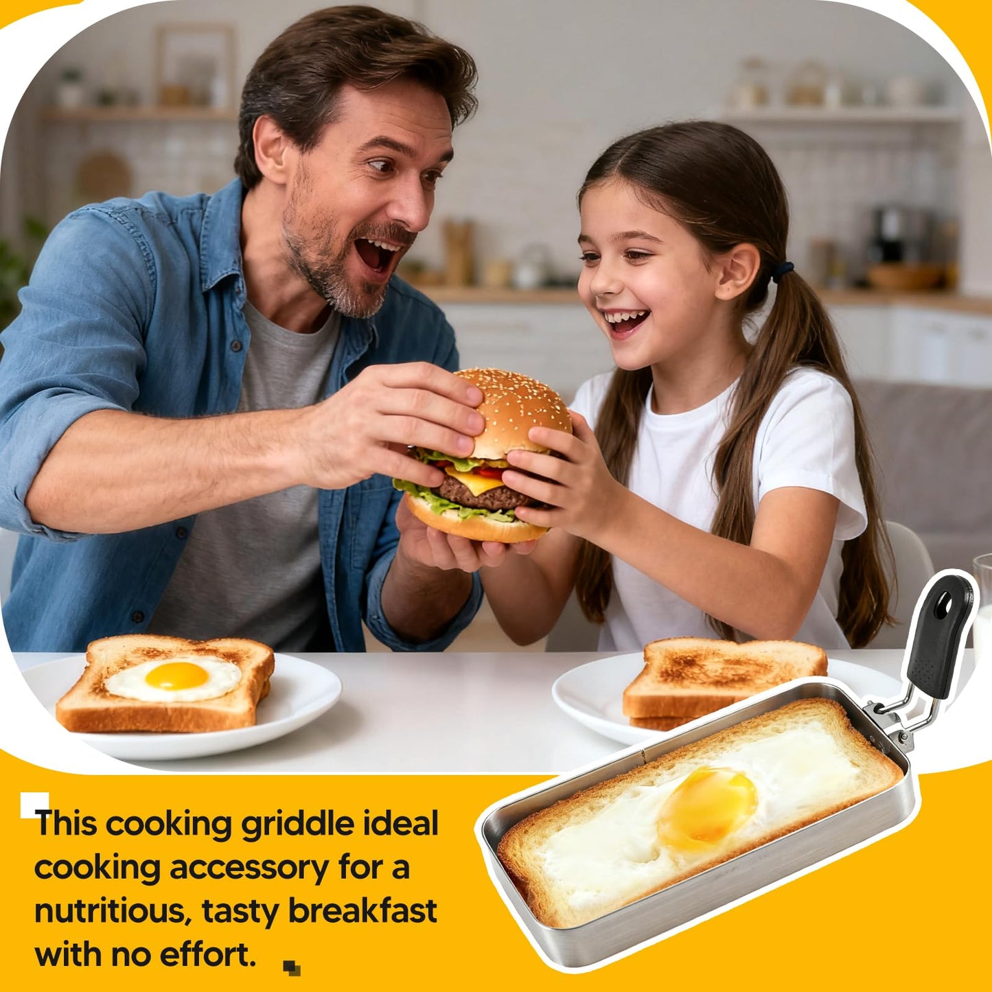 KiBcsLic Egg Griddle Cooking for Griddle Pan Muffin Omelette Rectangle, 15X6.5CM