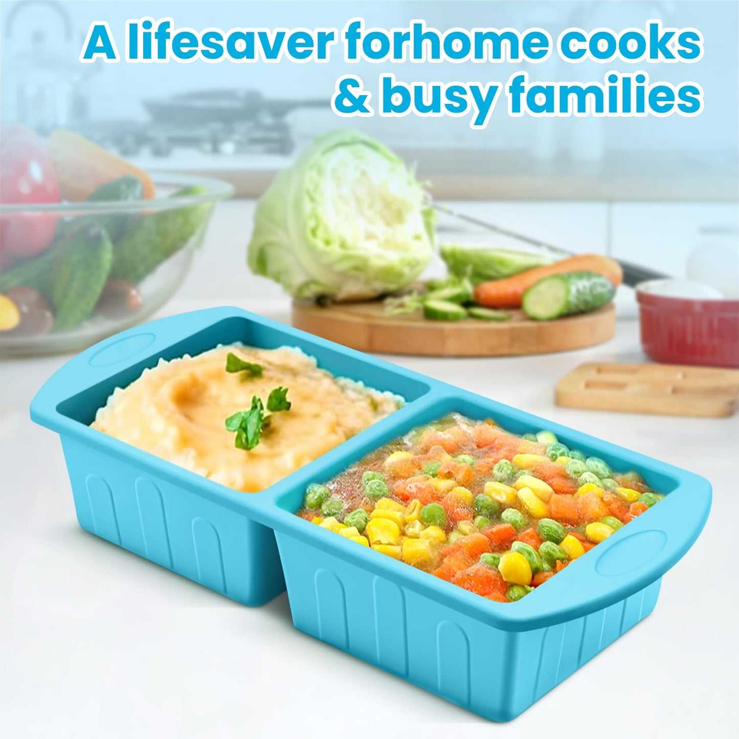 2 Pack Silicone Freezer Trays With Lid For Easy Storage Silicone Soup Freezer Molds 2 Cup ，Perfect For ice cube tray Freezing Broth Sauces Store Leftovers , Leakproof, Easy Release Dishwasher Safe