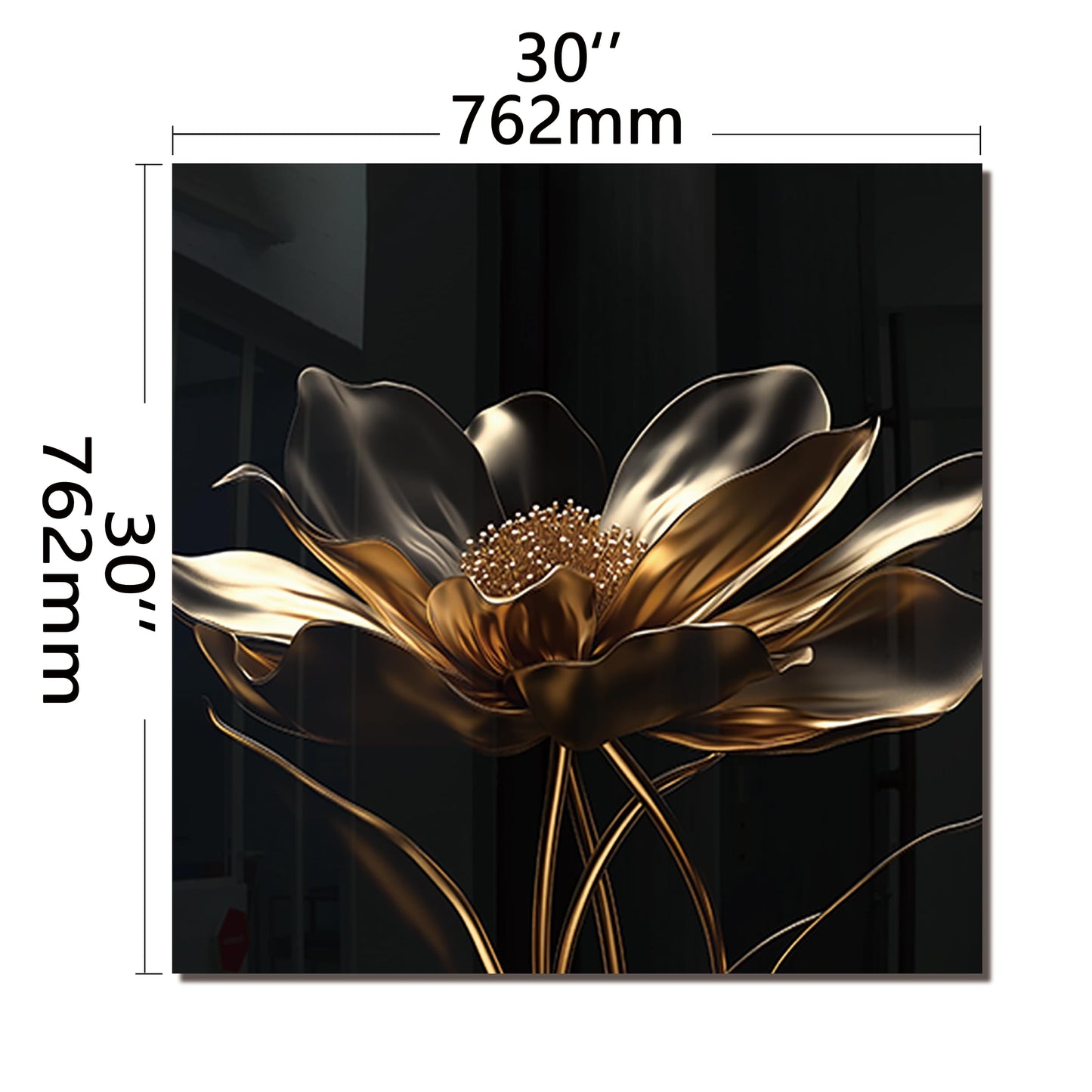 DAIFURONGE Black Golden Lotus, Tempered Glass Backsplash for Kitchen,Easy to Clean, One Piece Glass Behind Stove Splashback Panel, Home Kitchen Wall Decor (black, 30"x30"(76.2x76.2cm))