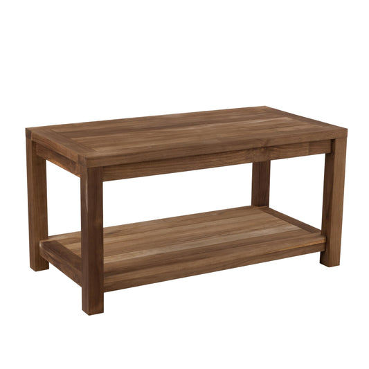 RRI Goods Teak Wood Coffee Table with Storage - Teak Oil Finished Indoor & Outdoor Furniture for Deck, Porch, Balcony, Living Room, Bedroom & Backyard (36" D x 18" W x 18" H)