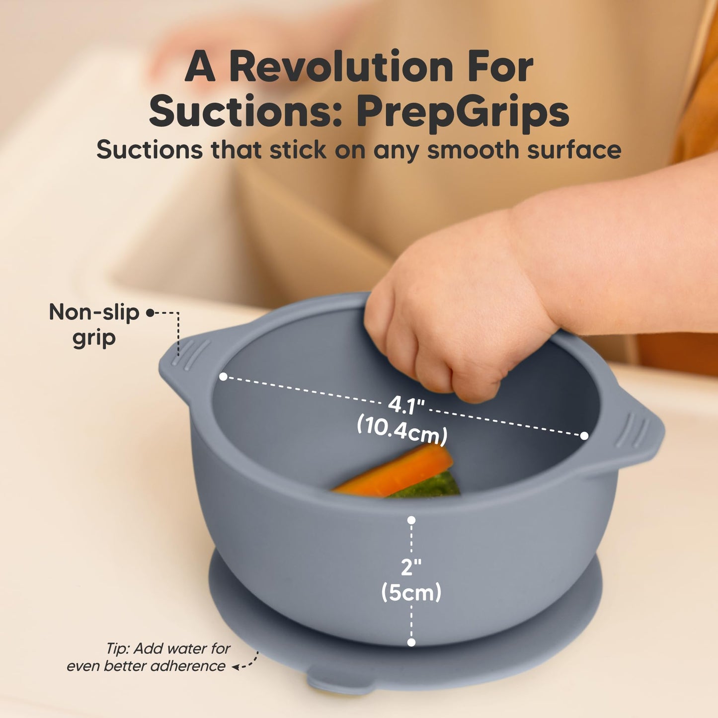 KeaBabies 2-Pack Baby Bowls with Suctions, Lids - Silicone Toddler Suction Bowls for Baby Boy, Girl, Kids, Food Grade Silicone, BPA-Free, Dishwasher Safe, Toddler Eating Essentials (Slate)