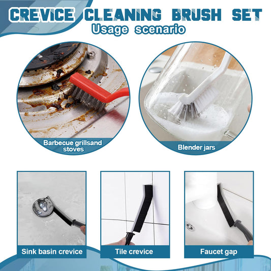 Yiyiring 11 Pcs Cleaning Brush Set with Squeegee Crevice Gap Brushes Handheld Scrub Brush and Hard Bristle Detail Brushes Multi-Purpose Household Cleaning Tools for Kitchen Bathroom Sink Grout Window