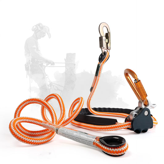 ProClimb Arborist Lanyard by Pelican Rope – 1/2 in x 12 ft Polyester, Steel Snap Hook, Adjustable, High Visibility, ANSI/OSHA Certified for Work Positioning, Made in The USA