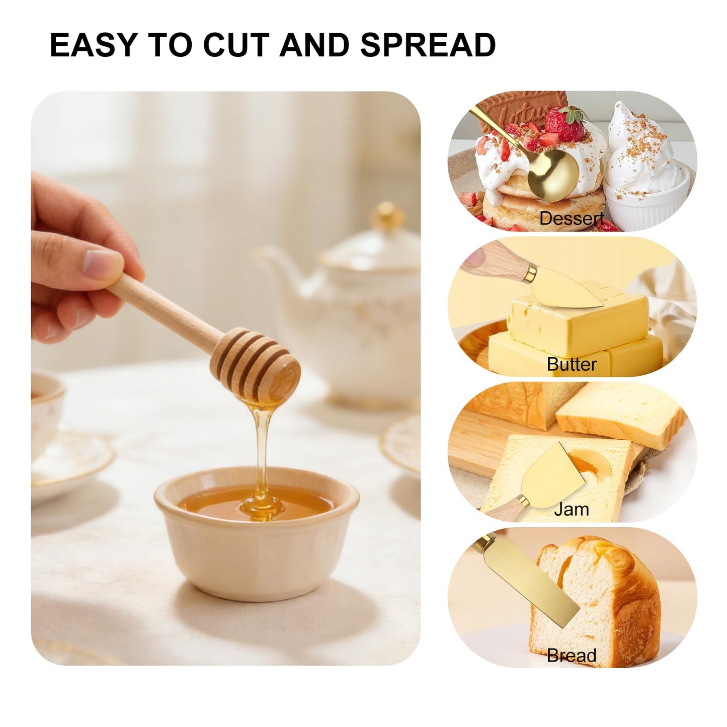 48 Pcs Golden Charcuterie Boards Accessories Butter Spreader Knives Set, Stainless Steel Cheese Butter Spreader Knife Set
