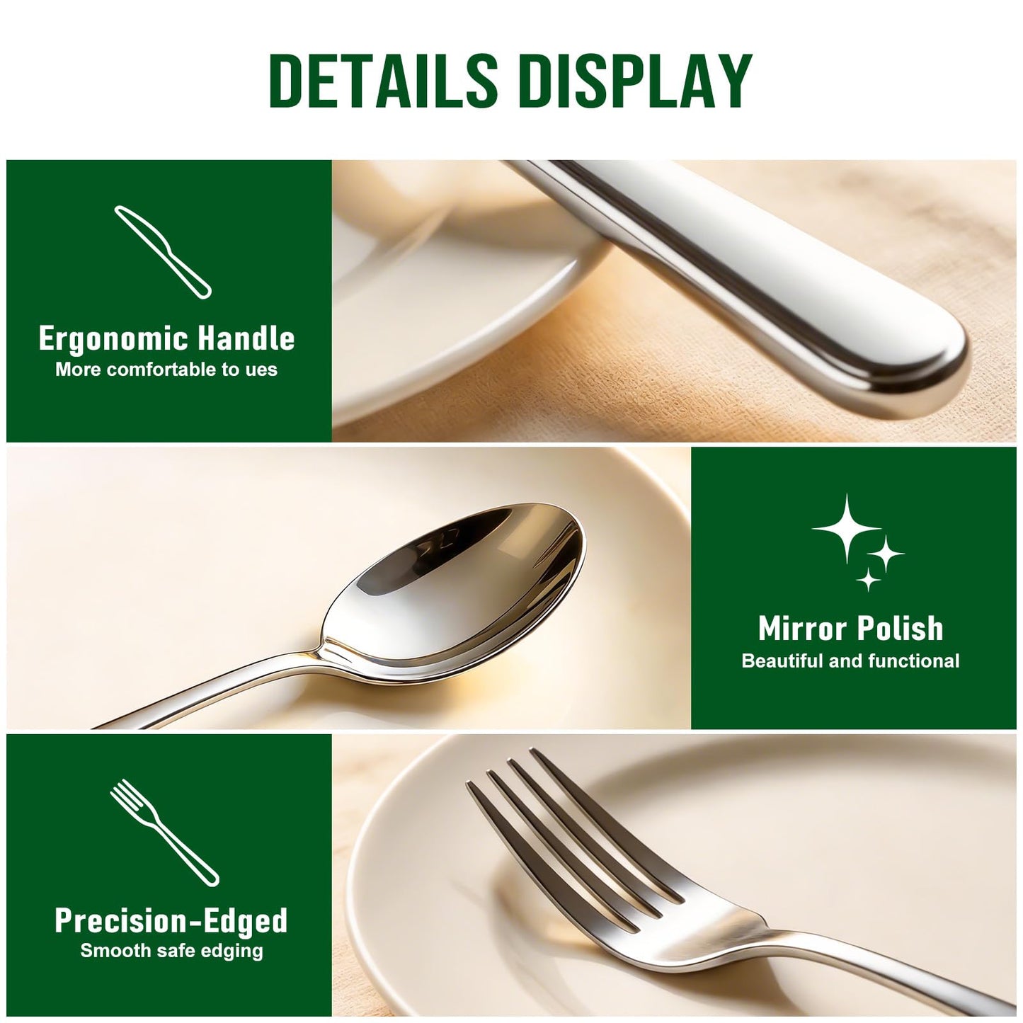 20 Piece Silverware Set, ENLOY Stainless Steel Flatware Cutlery Set, Kitchen Utensil Set Service for 4, Include Knife Fork Spoon, Mirror Polished, Dishwasher Safe