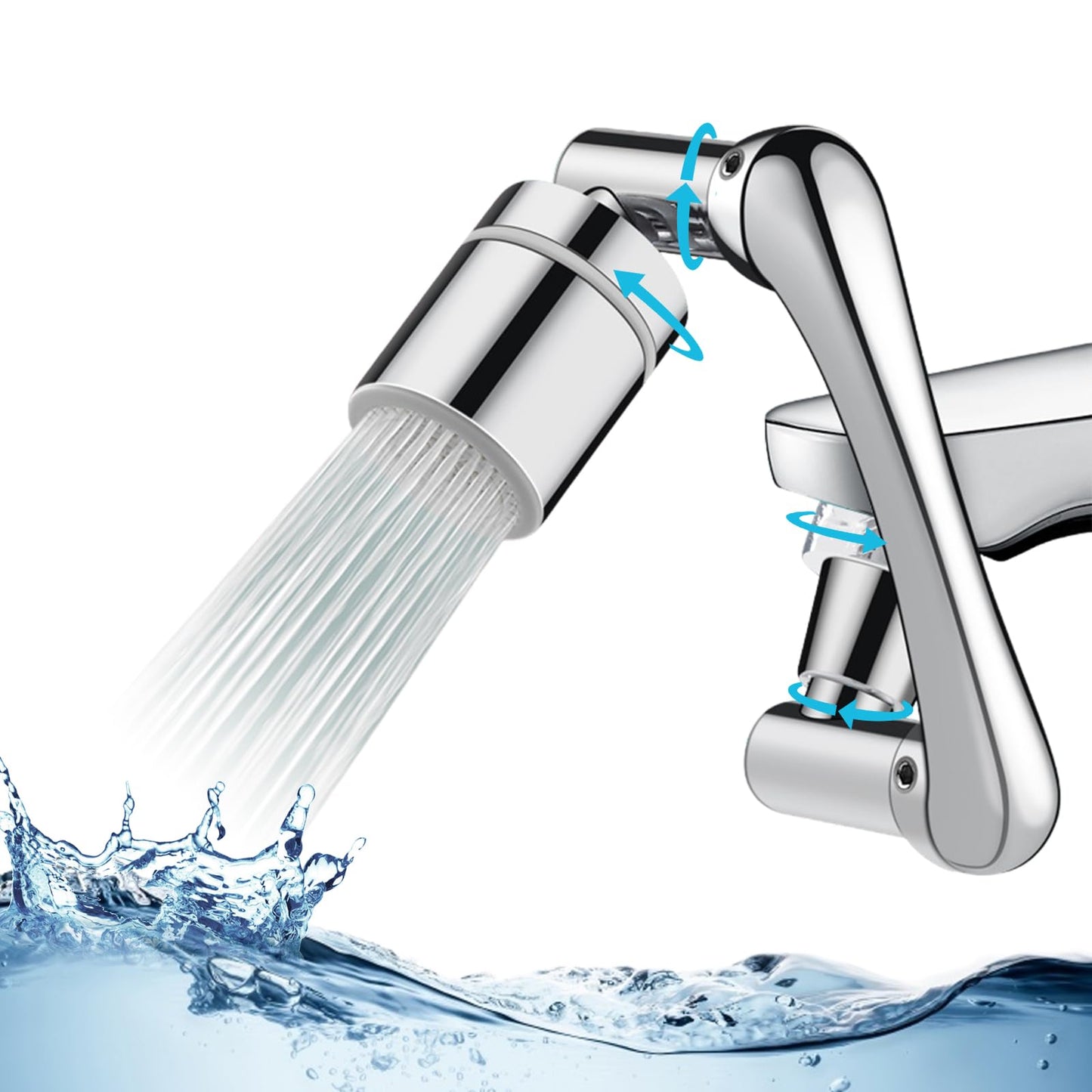 CLINFASTER 1080° Swivel Faucet Extender, 360° Swivel Robotic Arm Faucet Aerator, 2 Mode Splash Water Filter Extension, Multifunctional Universal Model Sink Faucet Adapter for Kitchen/Bathroom Sink