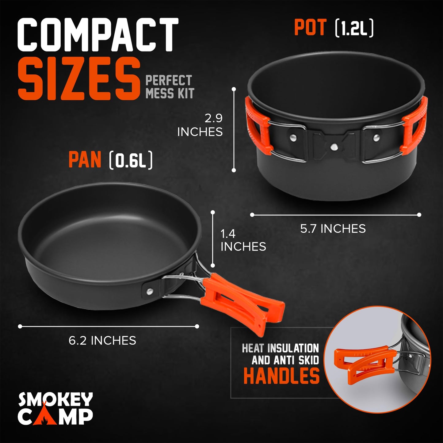 11 Pcs Smokey Camp Backpacking Cooking Set with Stove & Adapter - Pot, Pan, Stove, Cutlery, Compact Camping Cookware Mess Kit for One Person, All in One Non-Stick Camping Cooking Set, Hiking, Picnic