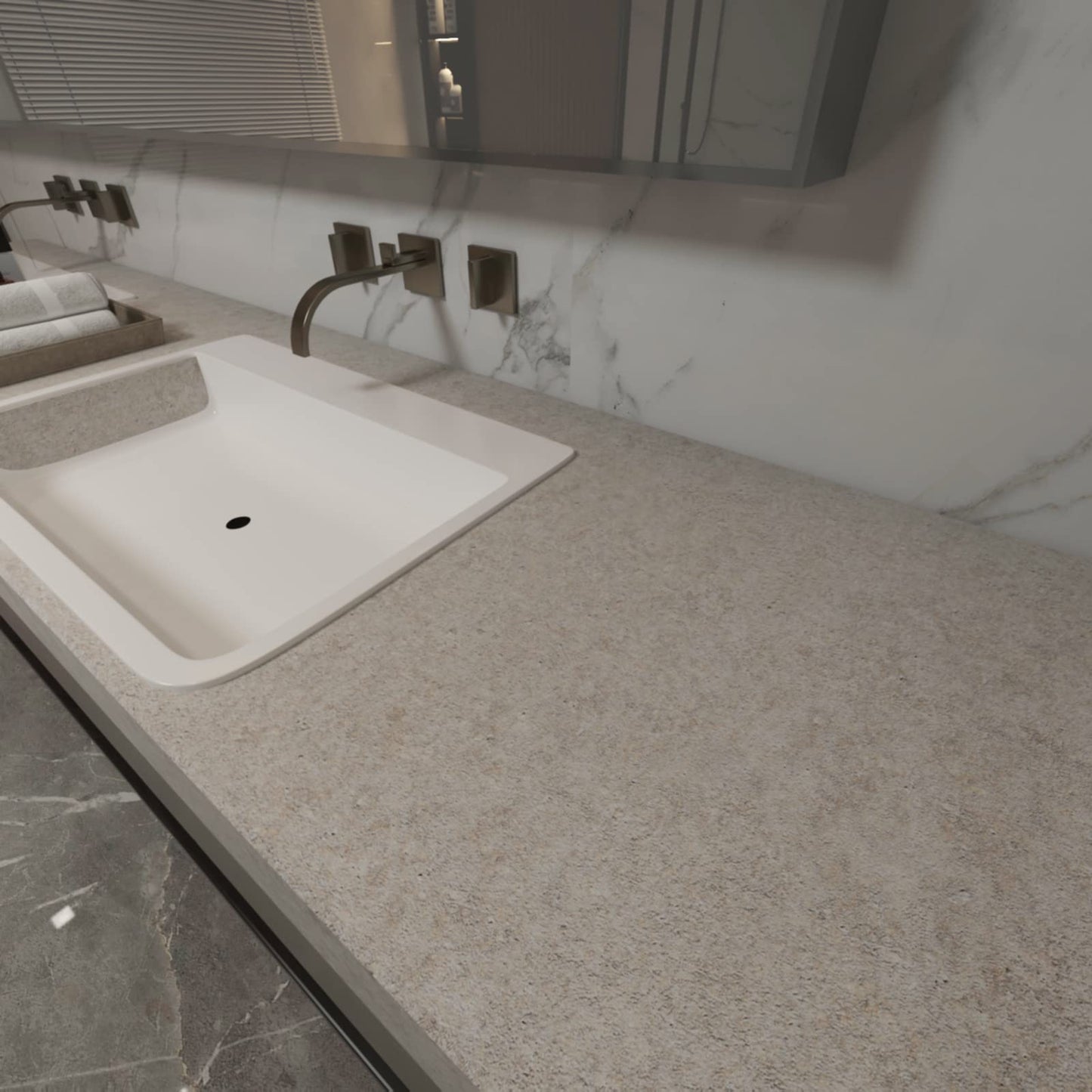Magielif 32"x197" Granite Countertops Contact Paper Peel and Stick Waterproof Beige Grey Granite Wallpaper Self-Adhesive Removable Vinyl Film Marble Countertops Wallpaper for Kitchen Bathroom Cabinets