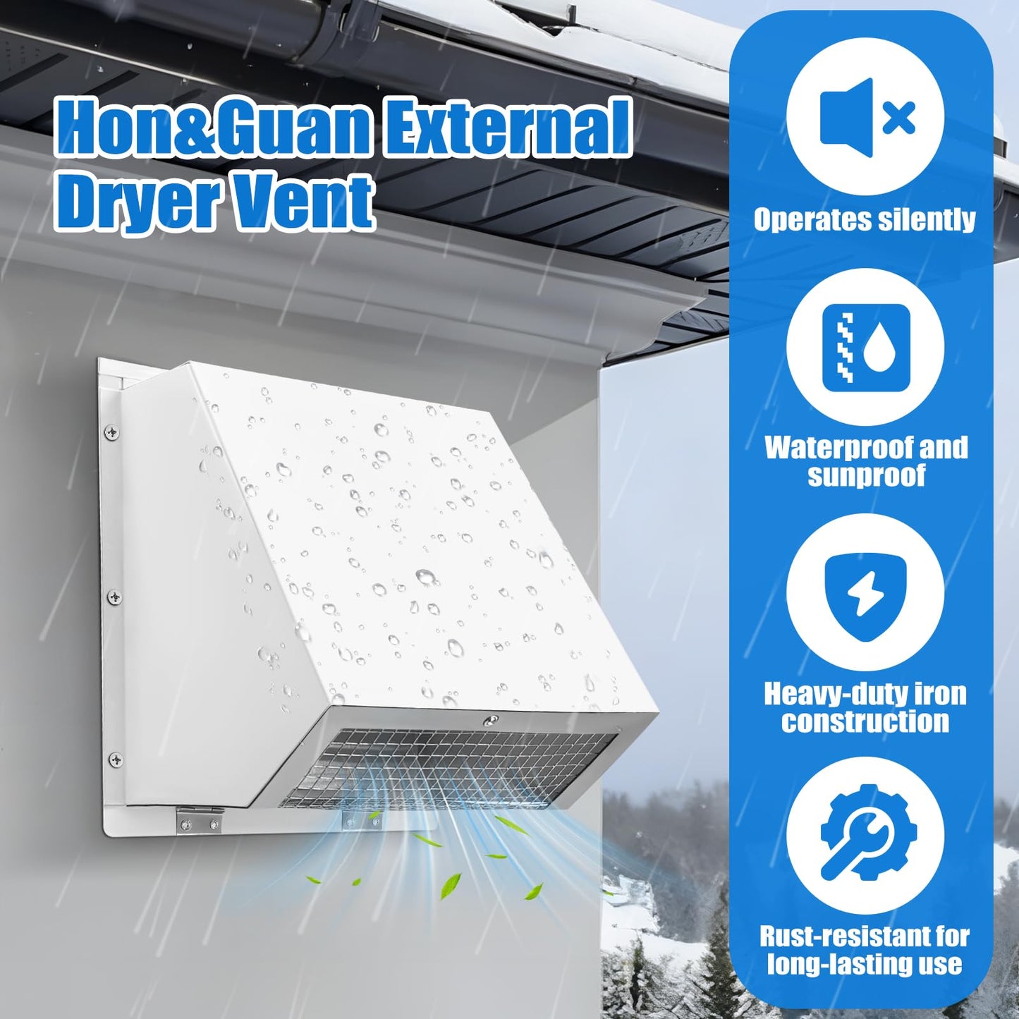 6 Inch Microwave Vent Cover Outdoor Hooded Wall Vent Range Hood Wall Exhaust Vent Cover for Kitchen, Garage, Fits 6’’ Round Duct