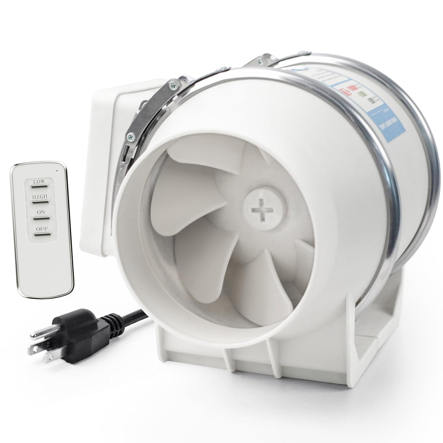 Voltset 4" Inch Inline Exhaust Fan with Remote Control, 280 CFM High Efficiency Air Flow for Bathroom, Kitchen, Grow Tent, Hydroponics, 3D Printer