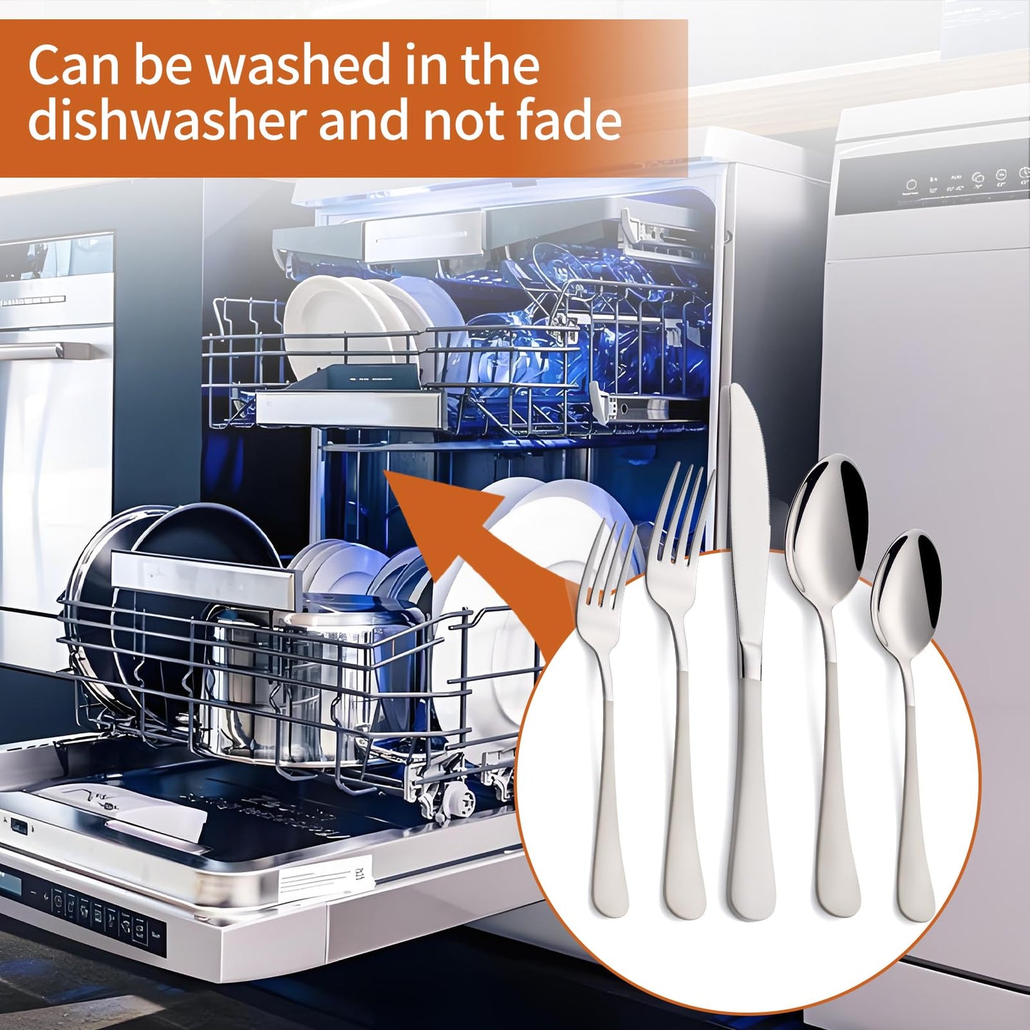 Lekoton 20 Piece Cream Grey 18/0 Flatware Utensil Set for 4, Include Dinner Knife,Dinner Forks,Dinner Spoons,Salad Forks,Teaspoons,Silverware Set for 4, Dishwasher Safe