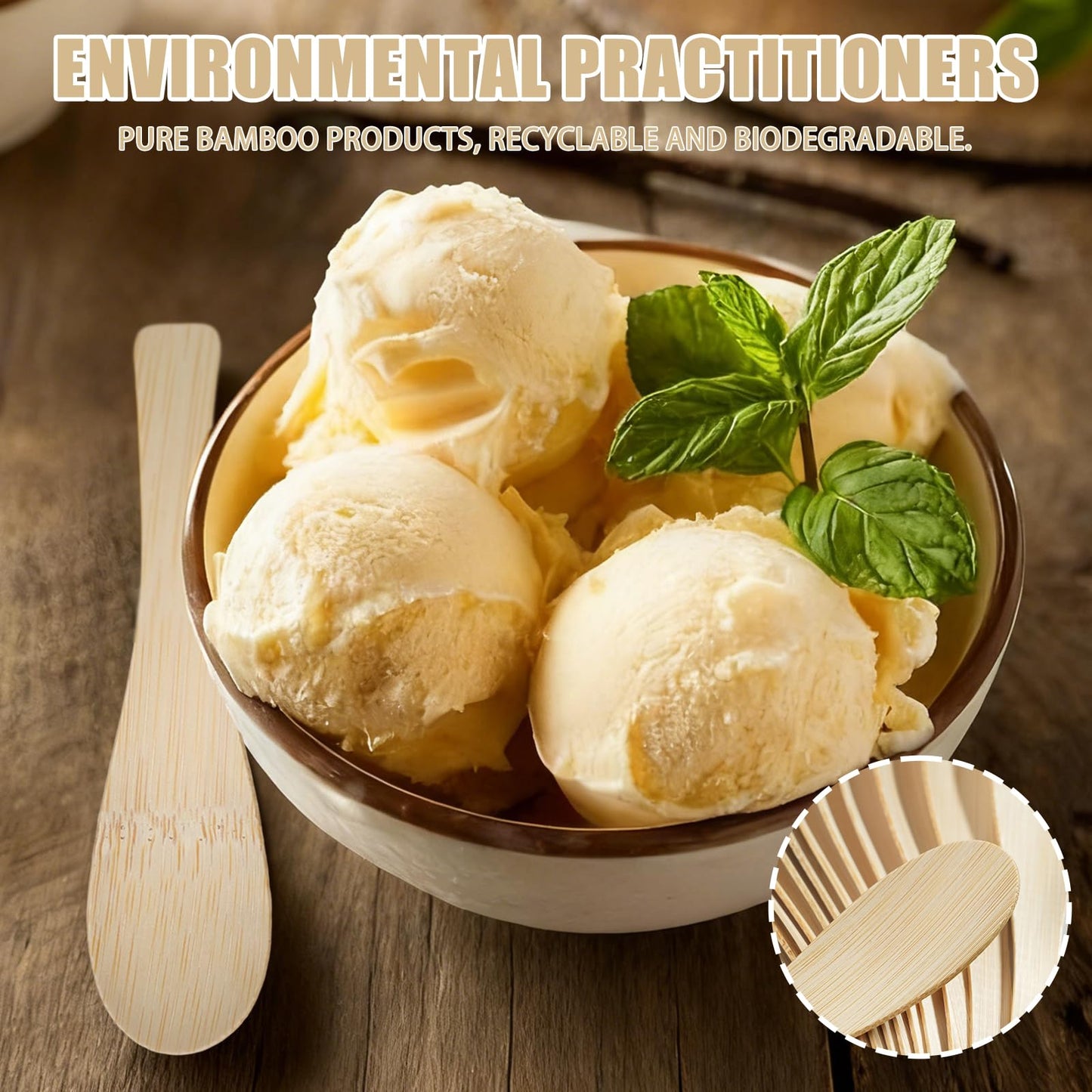 200 Count Bamboo Spoons Disposable, Bamboo Soup Spoons 5.5" Disposable Compostable Spoon, Natural Eco-friendly Compostable Cutlery Biodegradable Silverware for Home Outdoors Party