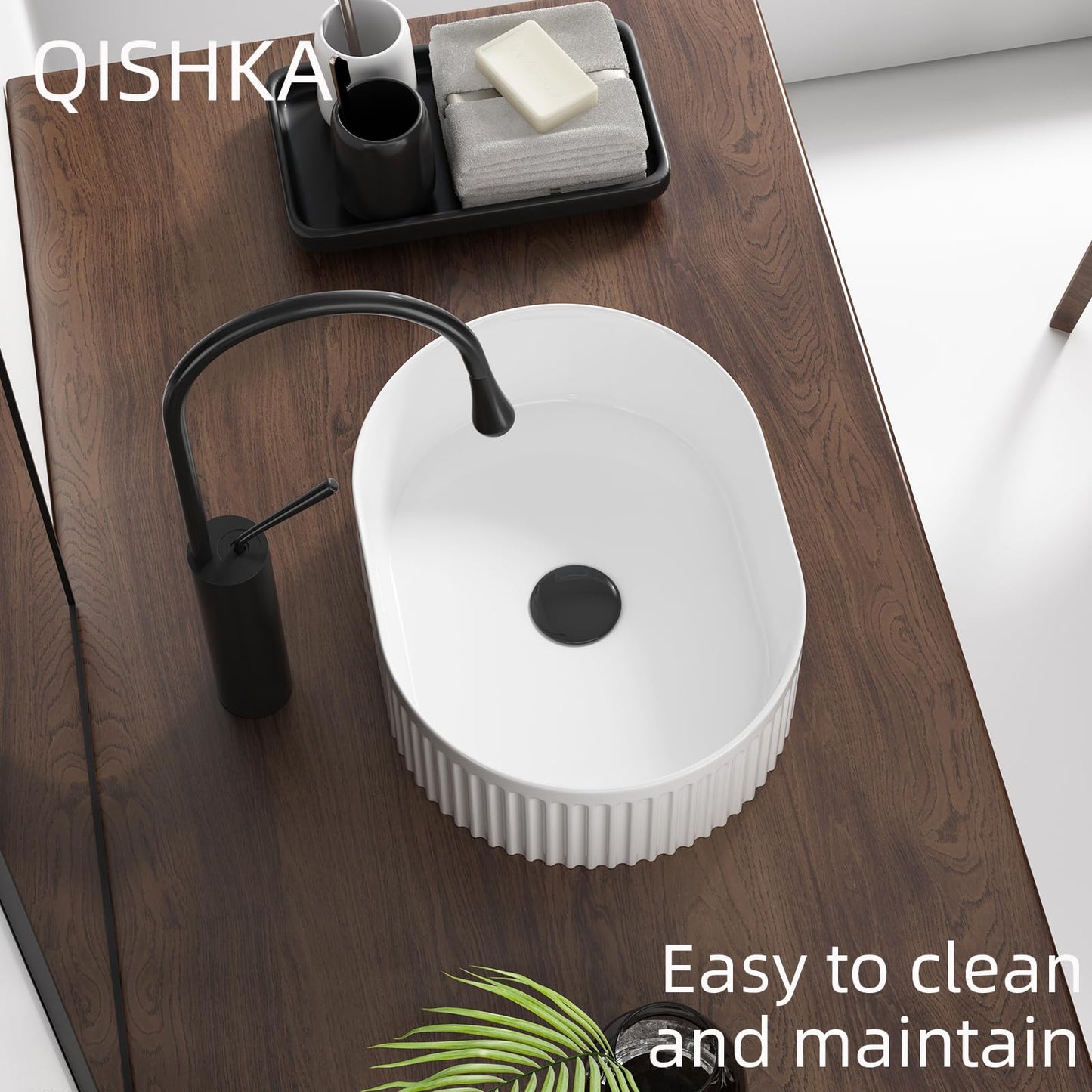 Oval Vessel Sink 16 Inch Above Counter - White Ceramic Countertop Bathroom Sink, 16" x 12" Modern Vanity Art Basin Porcelain Hand Wash Basin