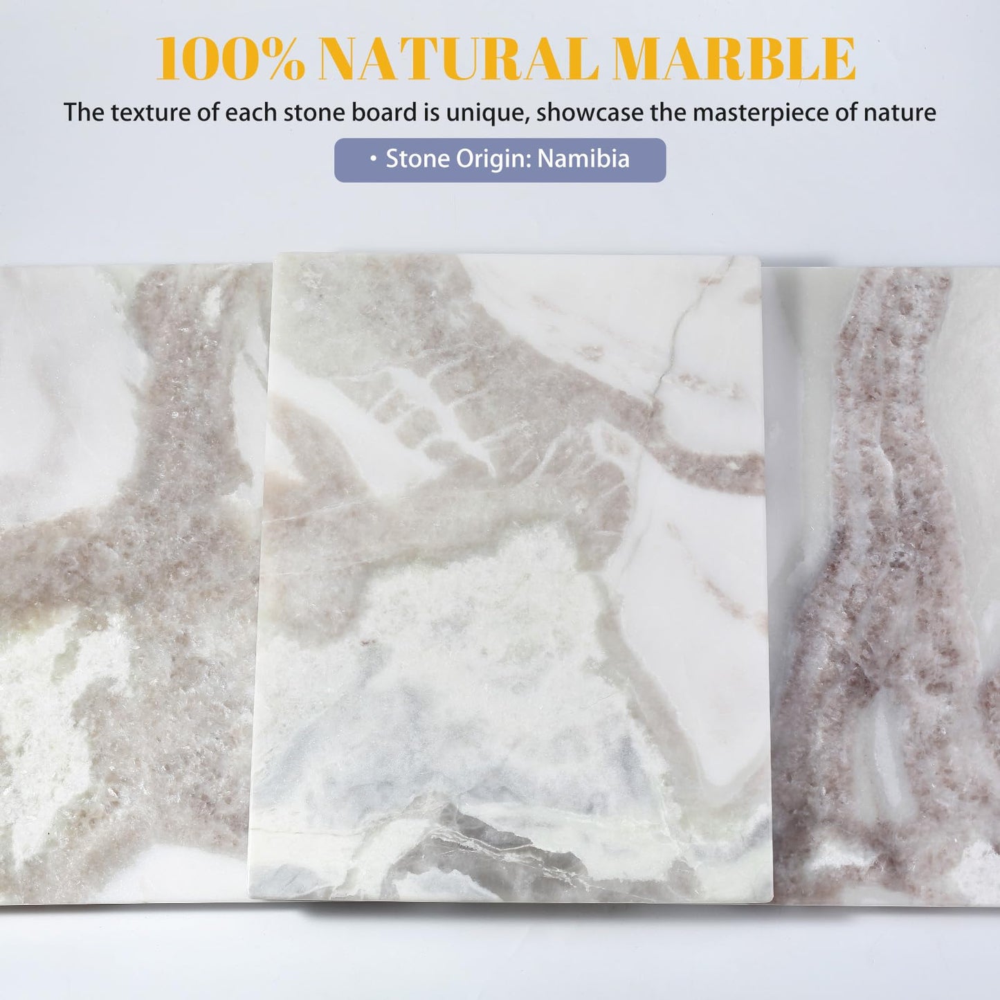 Koville Marble Cutting Board for Kitchen, 16x12 Inches Large Marble Slab Cheese Board, Rectangular Serving Board for Baking Charcuterie Pastry, Natural Stone Board for Countertop (Namib Picasso)