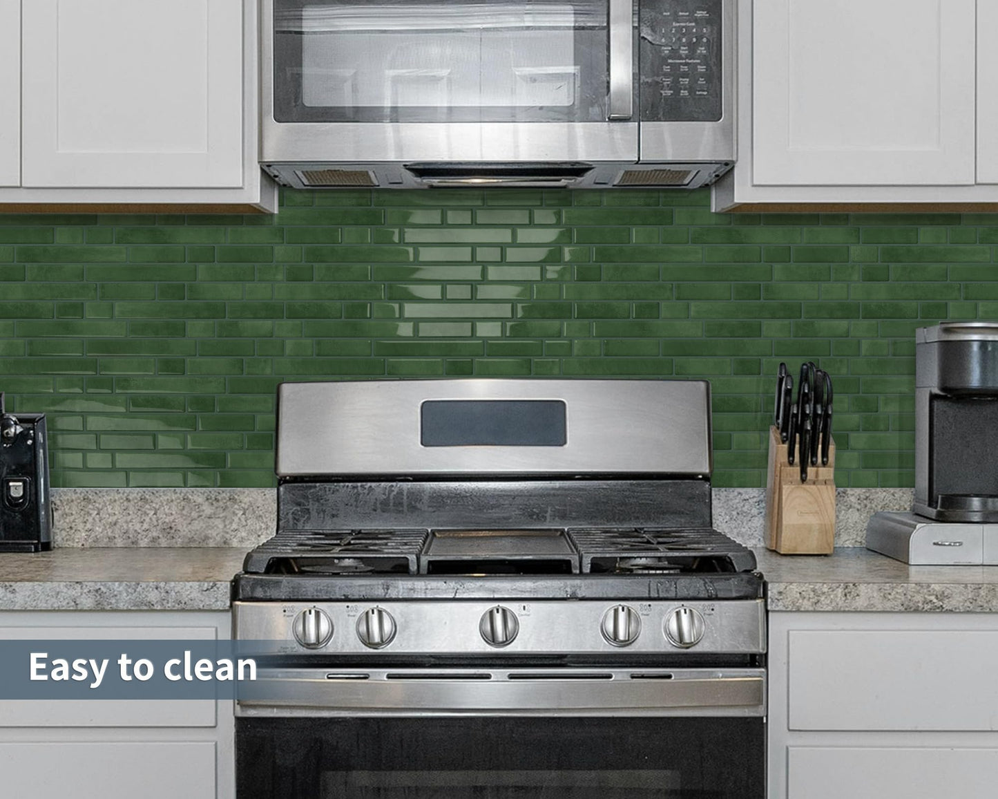 Tiwoos Green Peel and Stick Tile Backsplash 12"x12" Self Adhesive Wall Tiles 3D Marble for Kitchen, (10-Sheet)