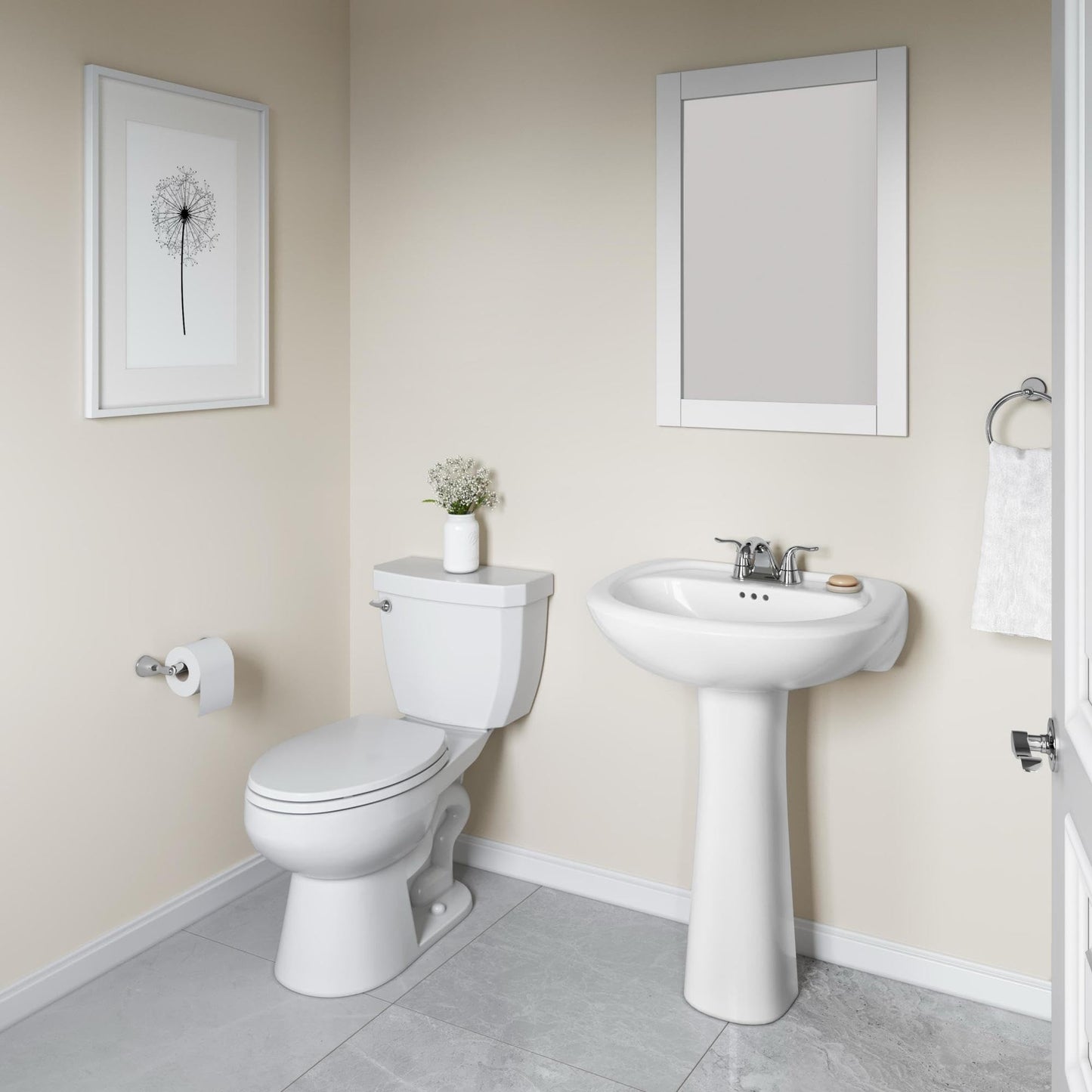 PROFLO PF4004 Lisbon Valley 24" Oval Vitreous China Pedestal Bathroom Sink with Overflow and 3 Faucet Holes at 4" Centers - White