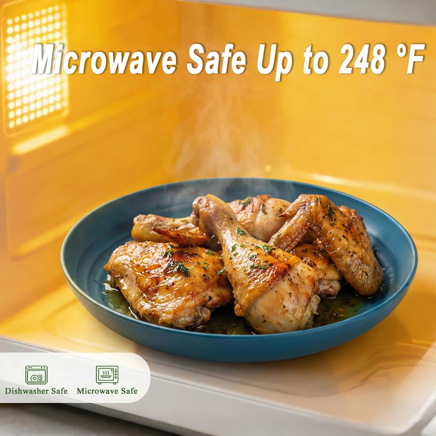 BUSOKIP Wheat Straw Plates Set for 8, Unbreakable & Lightweight Dinner Plates 9 Inch, Plastic Plates Reusable, Microwave and Dishwasher Safe Kitchen Plate for Outdoor, Camping, Picnic- Multi