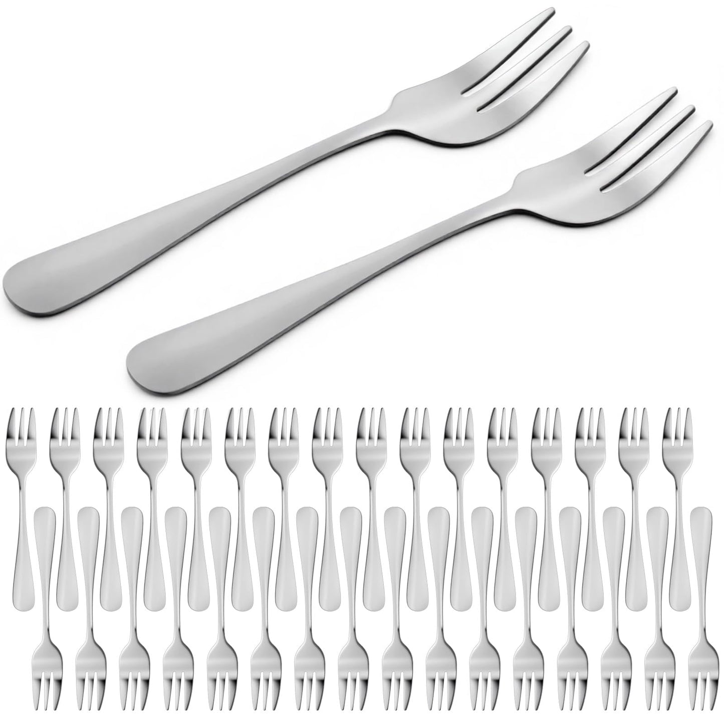 PercyEffie 36pcs Appetizer Small Forks 5.5Inches cocktail forks mini fork Stainless Steel Portable appetizers Cocktail Salad Fruit Fork for dessert,cake,pickle,crab,oyster Party