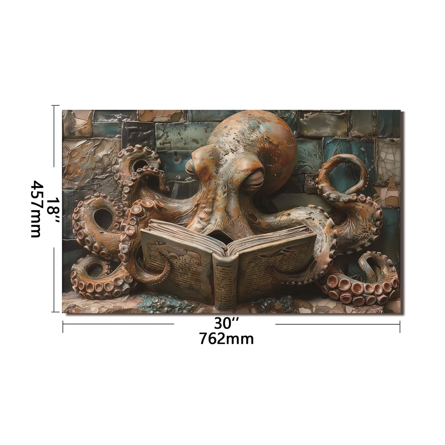 Evgosm Octopus Tempered Glass Kitchen Backsplash, Easy-to-Clean Kitchen Sink Cover with Splash Shield, Home Kitchen Decor (30 inches x 18 inches).