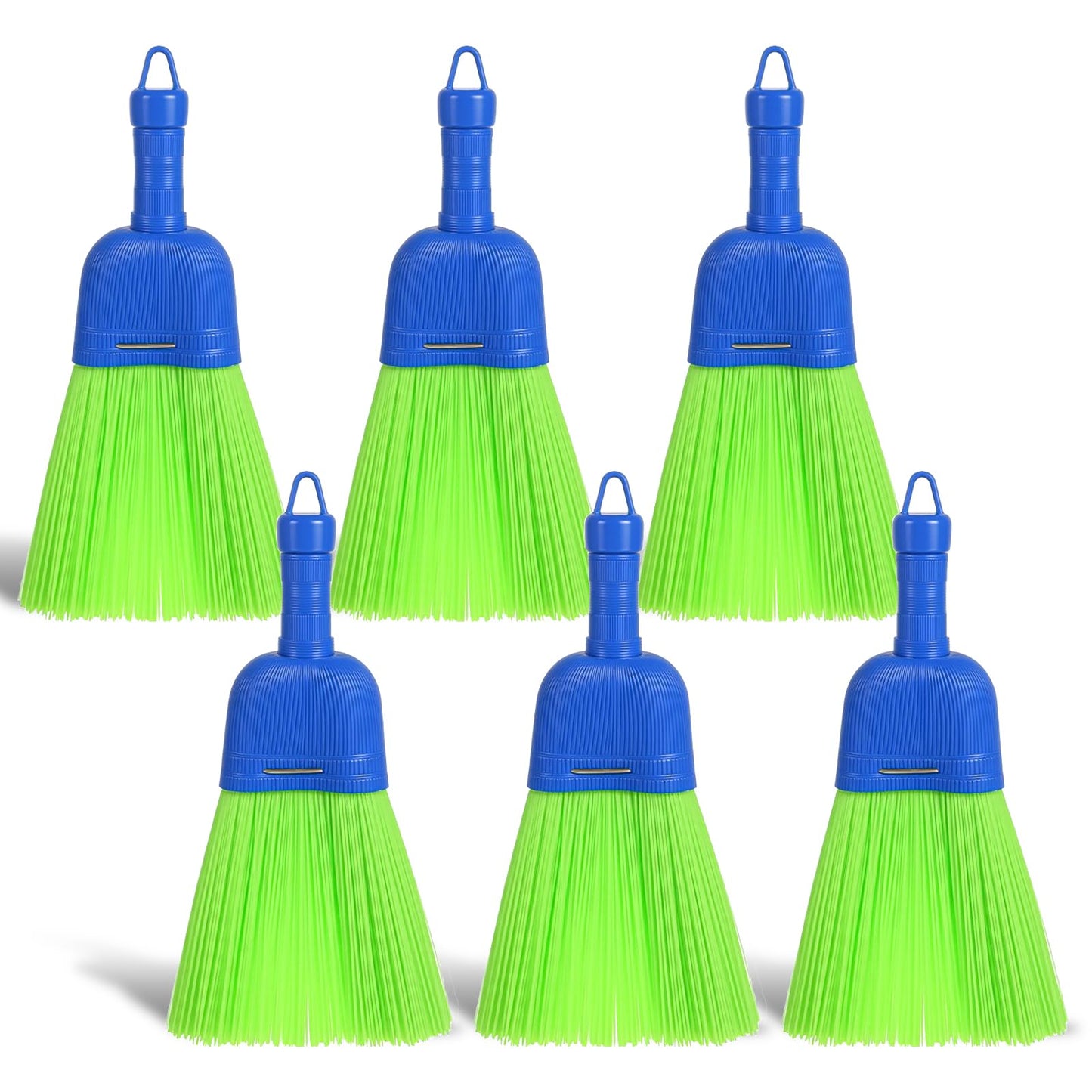 Afcabakila 6 Pcs Soft Bristle Broom, Poly Fiber Whisk Broom with Hang Hole, Handheld Brush for Indoor Outdoor Cleaning, Car, Porch, Floor, Room & Deck, Dust Dirt Remover, Compact, Easy Storage