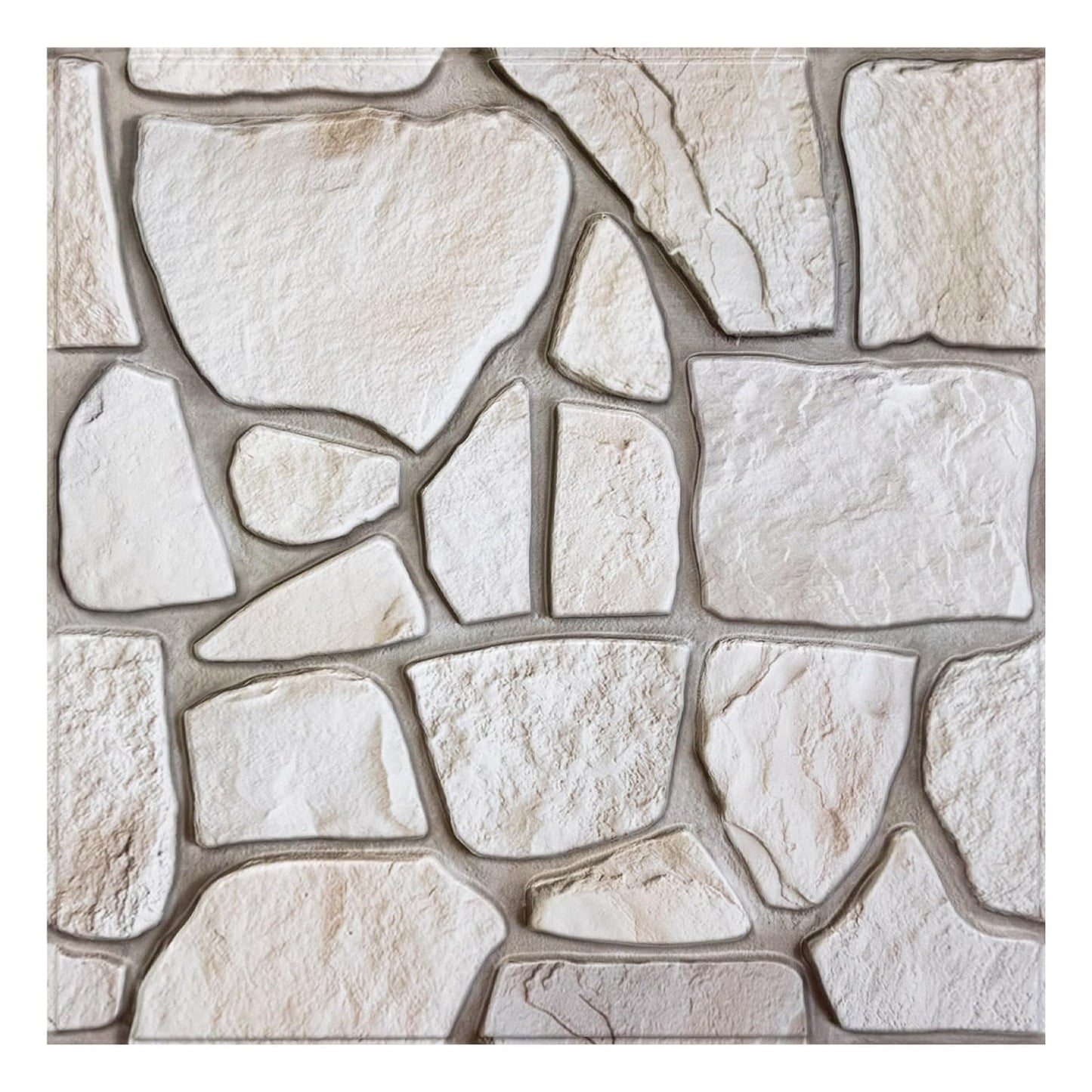 COMSTICKC 3D Faux Stone Wall Sticker Peel and Stick Wall Panels, 10 Pcs of 12"X12", Not Real Stone Ultra-Light Thin PVC Rock Adhesive Fake Stone Wall Covering Wallpaper Indoor Wall Decor, Beige