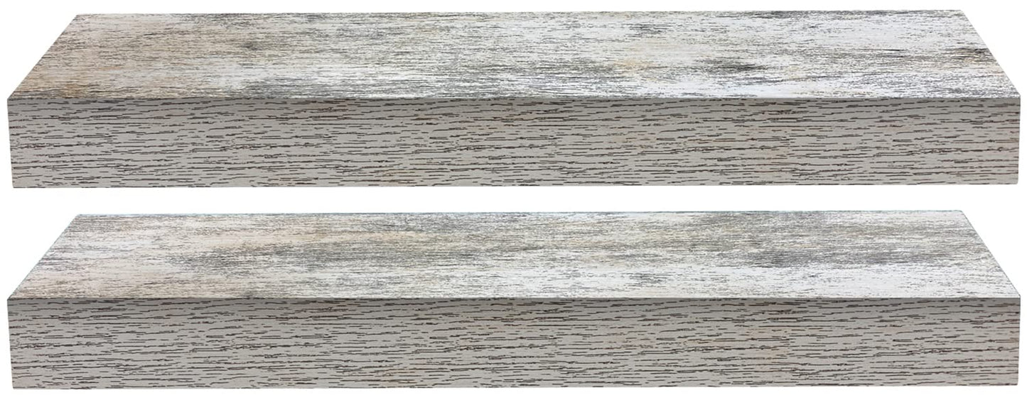 Sorbus Floating Shelves - 2 Pack 16 Inch Rustic & Blue Wall Shelves for Bedroom, Kitchen, Living Room, Bathroom Shelves, Home Decor, Office - Floating Shelf for Trophy, Books, Frames, Toilet Paper