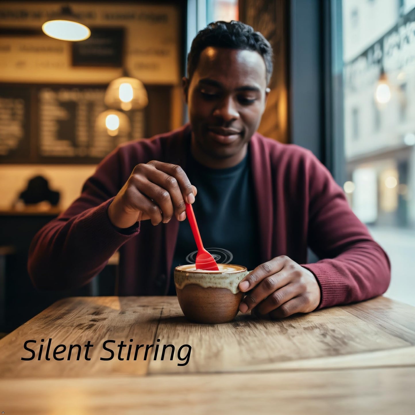 Small Silicone Stirring Spoon, Quiet and Reusable Espresso Coffee Stirrer, Mini Spatula, Jar Scraper for Sauce Seasoning and Yogurt
