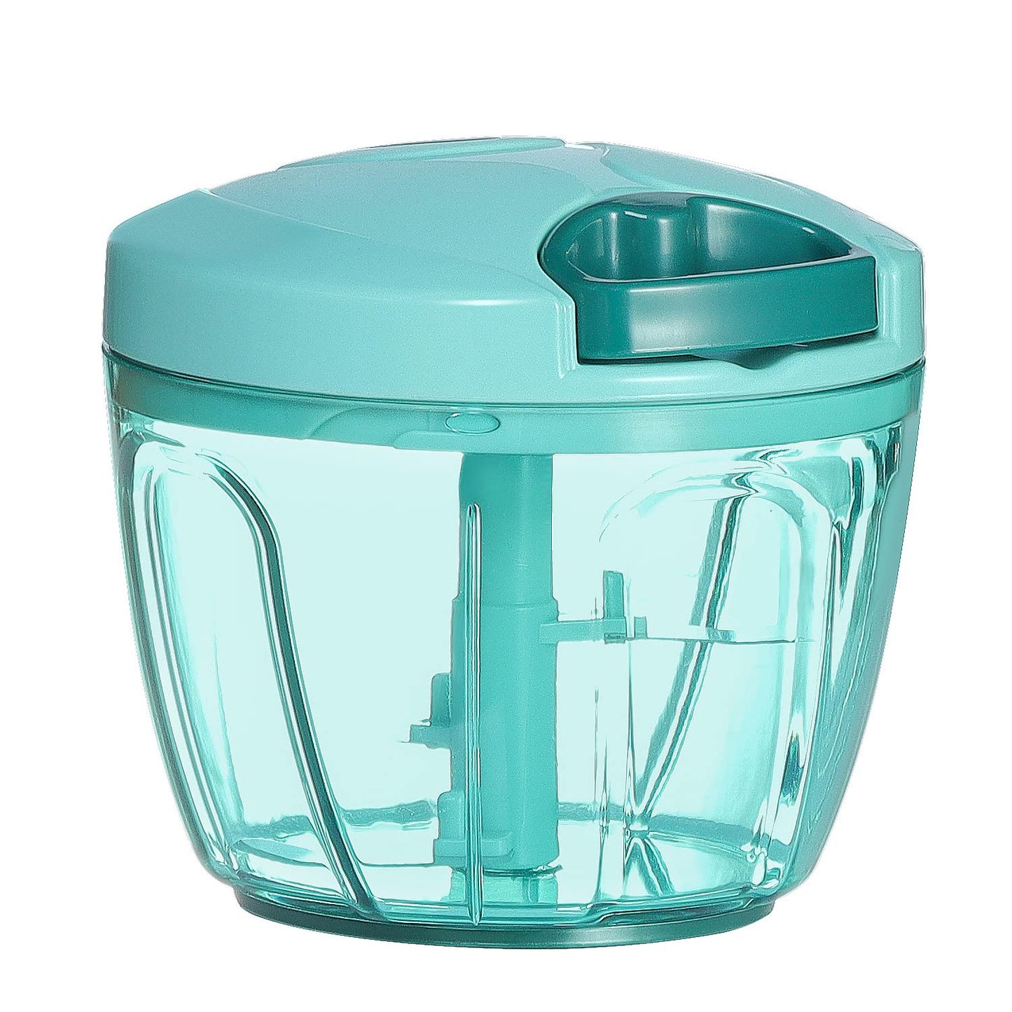 Ourokhome Manual Food Processor Vegetable Chopper, Portable Hand Pull String Garlic Mincer Onion Cutter for Veggies, Ginger, Fruits, Nuts, Herbs, etc., 650ml, Blue
