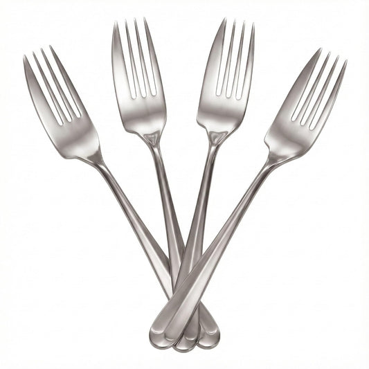 Rehabilitation Advantage 7" Right-Hand Side Cutter Fork (4-Pack) – Stainless Steel Adaptive Utensils for Arthritis, Weak Grip, Hand Tremors & Limited Mobility – Dishwasher Safe