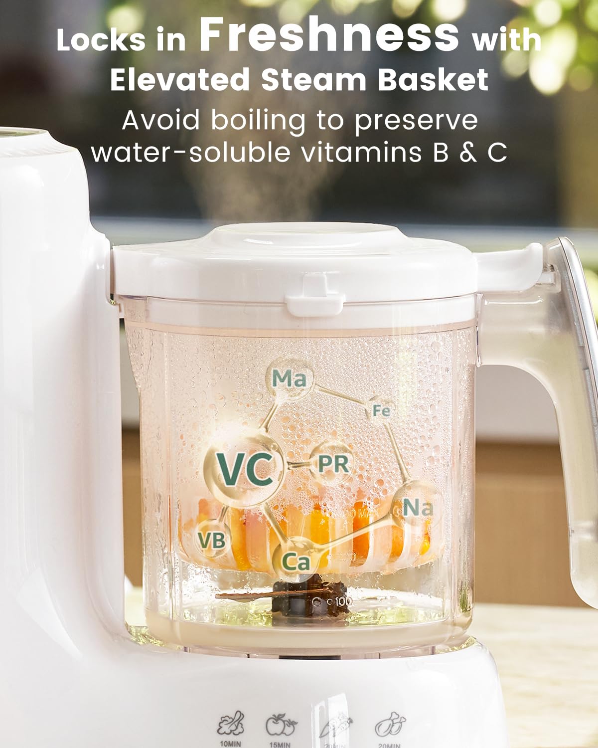 Grownsy Baby Food Maker with Steam Basket, One Step Baby Food Processor Steamer Puree Blender Grinder Mills Machine, Auto Cooking Grinding and Sterili-zing for Healthy Homemade Baby Food, White