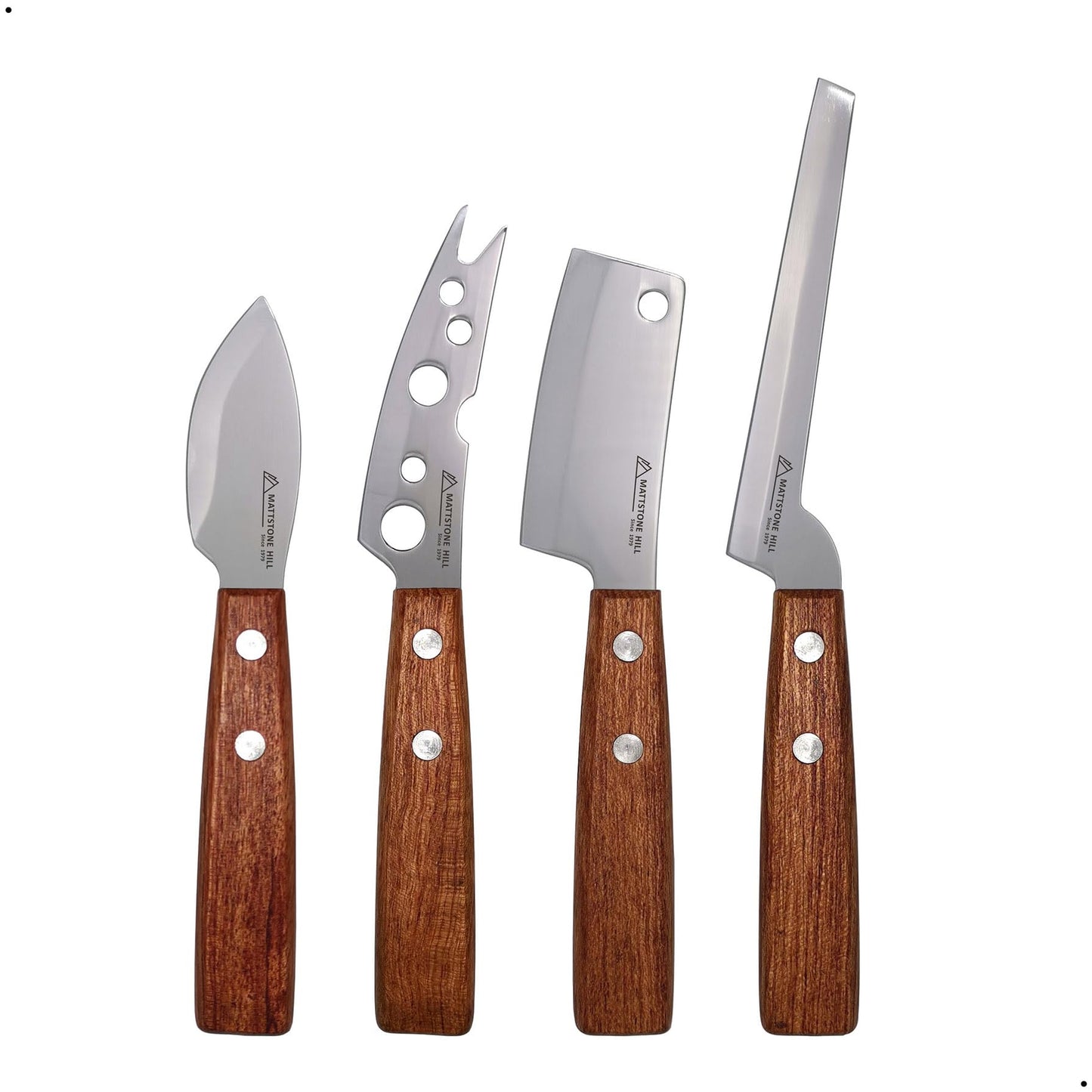 Cheese Knife, MATTSTONE HILL Cheese Knives Set - Soft & Semi Hard Cheese Knife, Soft Cheese Slicer, Cheese Cleaver, Hard Cheese Cutter, Premium Stainless Steel, Wood Handle