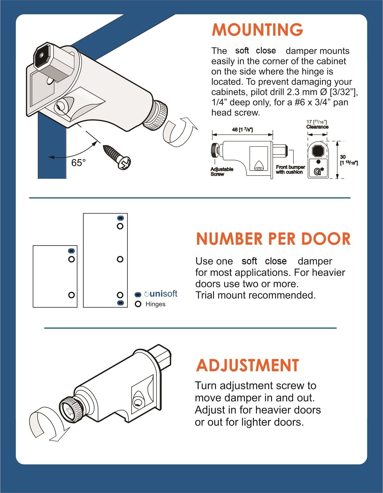 25 Pack Rok Hardware Soft Close Damper for Cabinet Doors/Compact/SoftClose Cabinet Adapter/Hardware/Hinge Polished Nickel Finish, SCD103